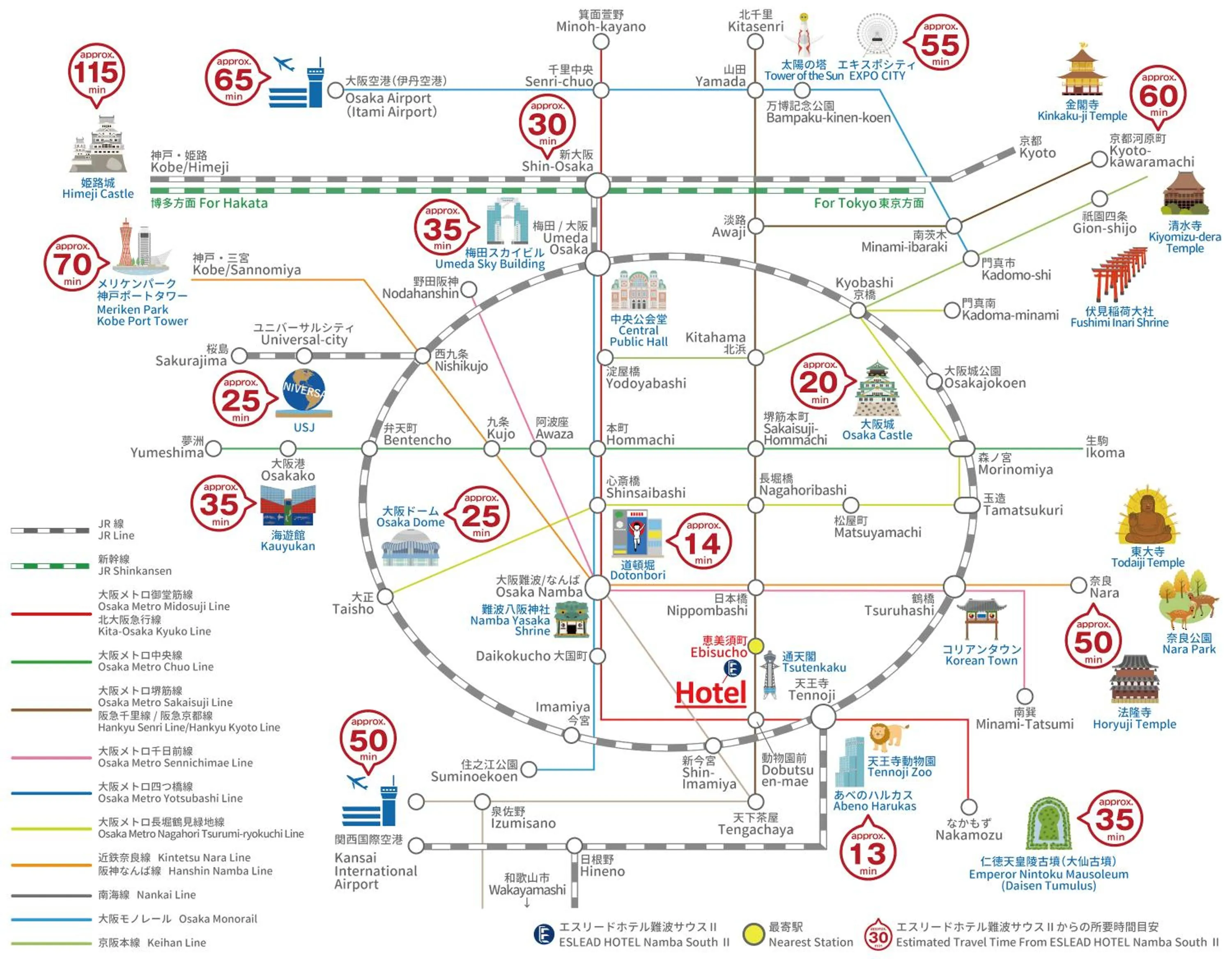 Nearby landmark in ESLEAD HOTEL Namba South Ⅱ