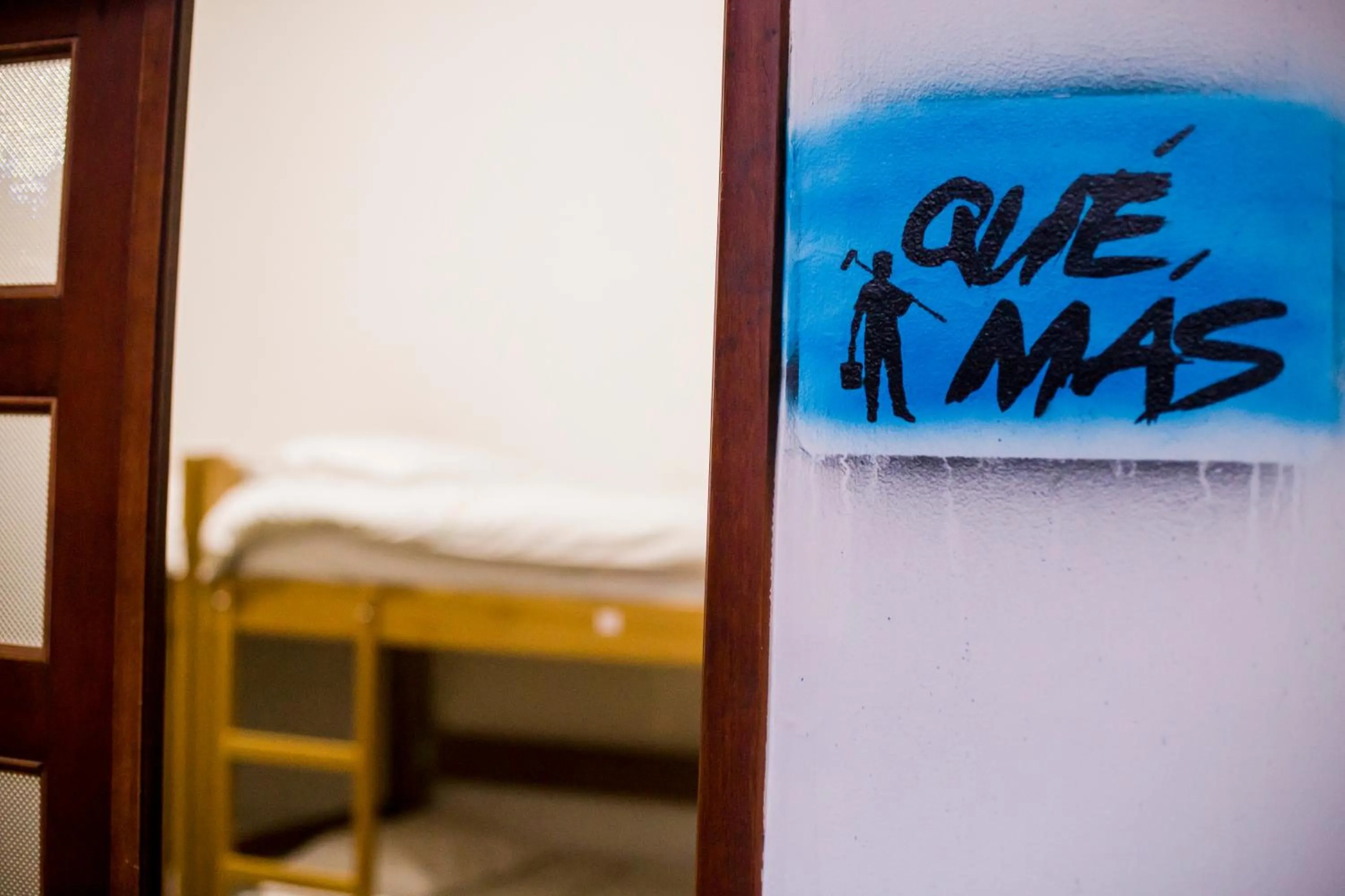 Decorative detail, Bed in Fatima Hostel Bogotá