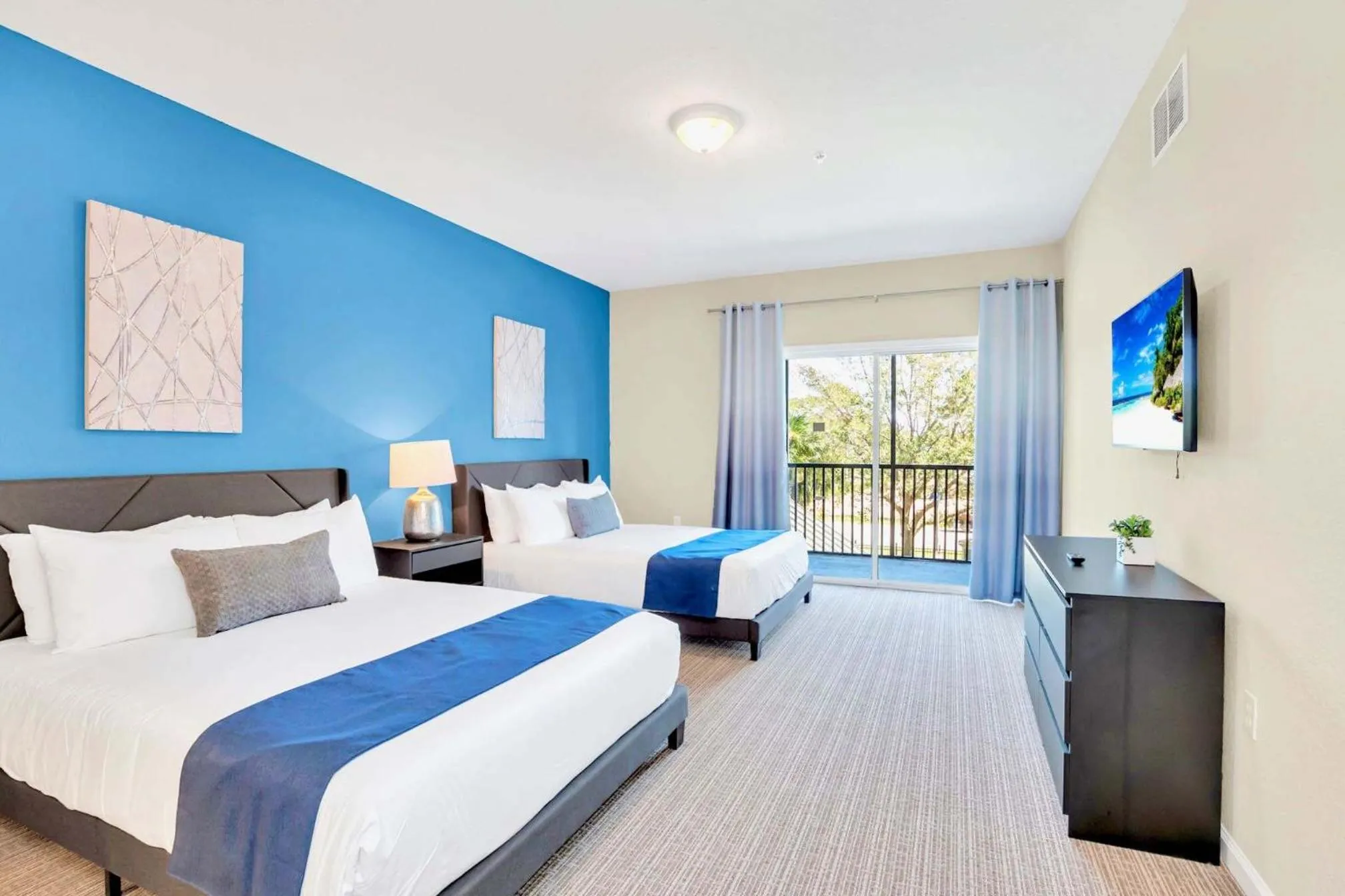 Bed in 2BR Condo - Pool & Games - Near Disney