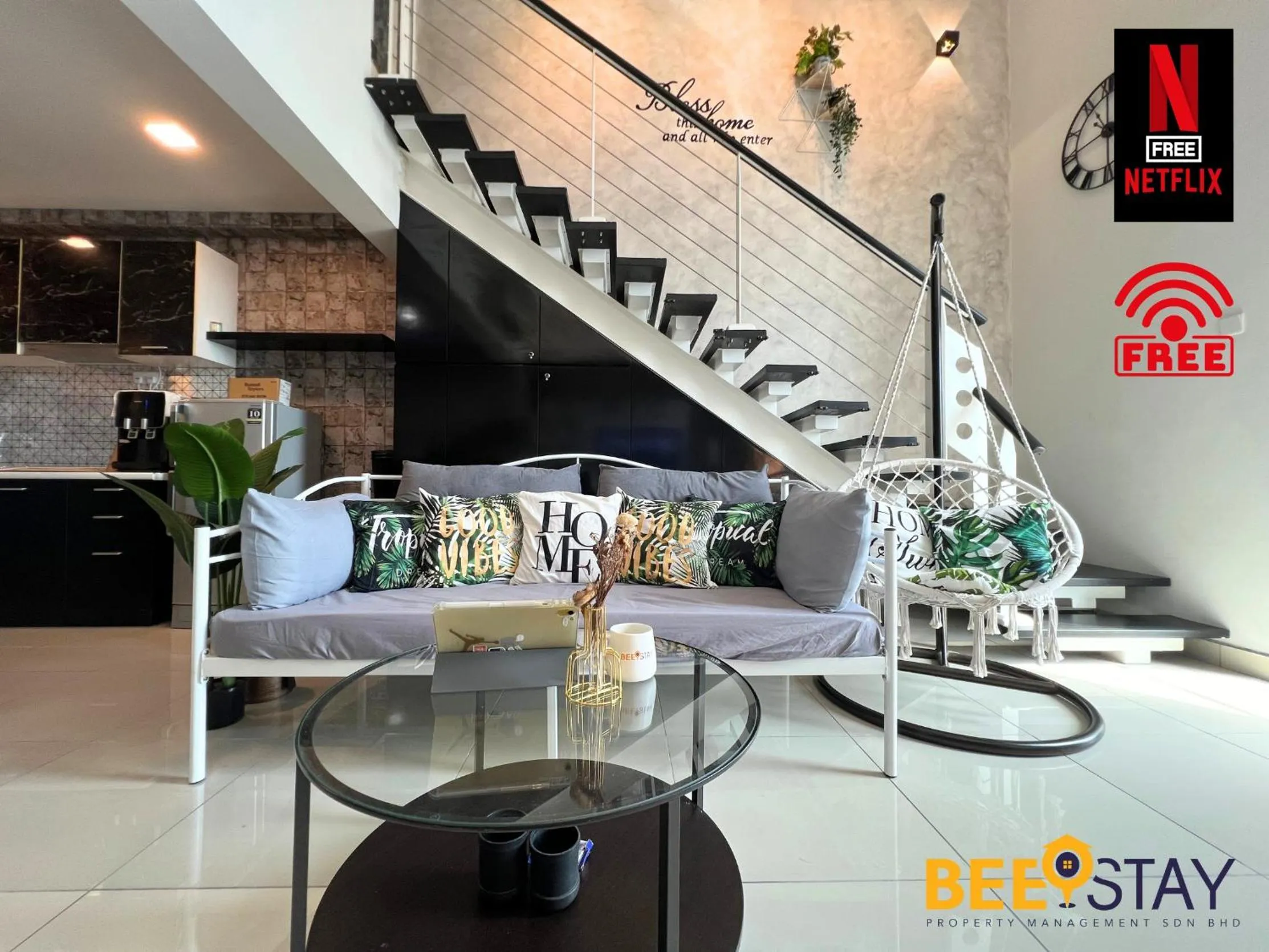 Living room in The Scott Garden Kuala Lumpur by BeeStay Management