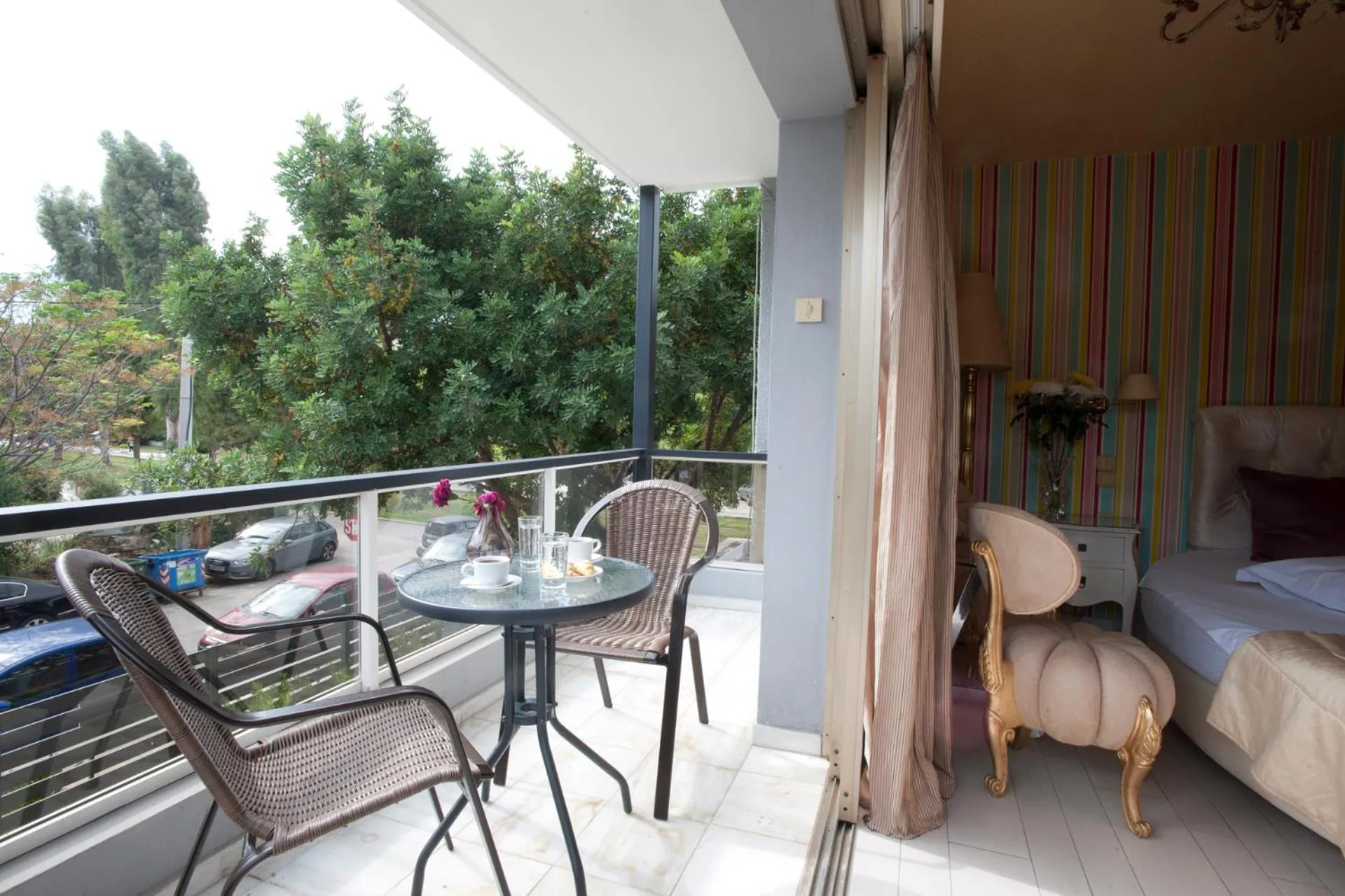Balcony/Terrace, Bed in The Crystal Blue Hotel