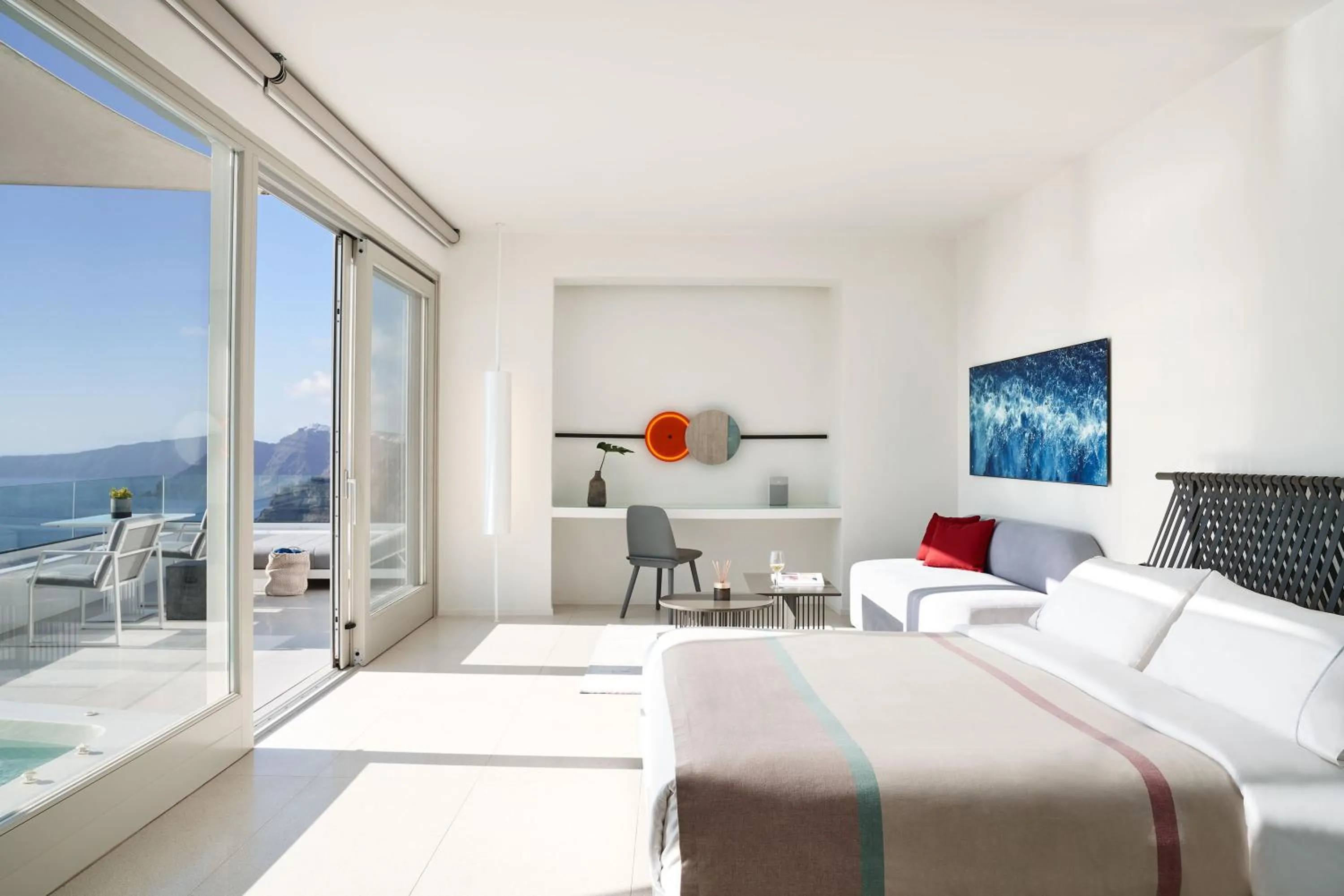 Bed in Alti Santorini Suites - Caldera View