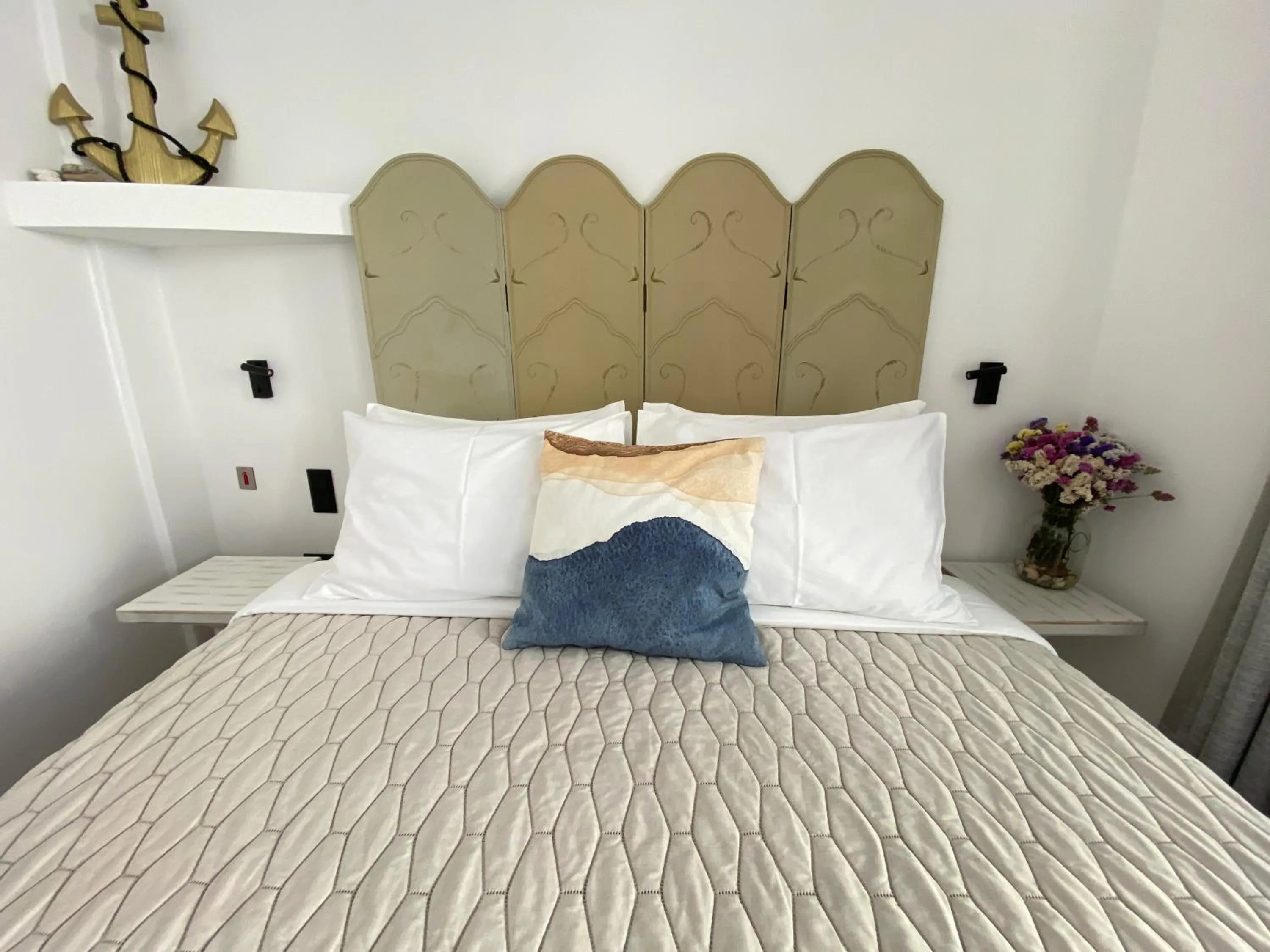 Bed in Seabed Suites Mykonos