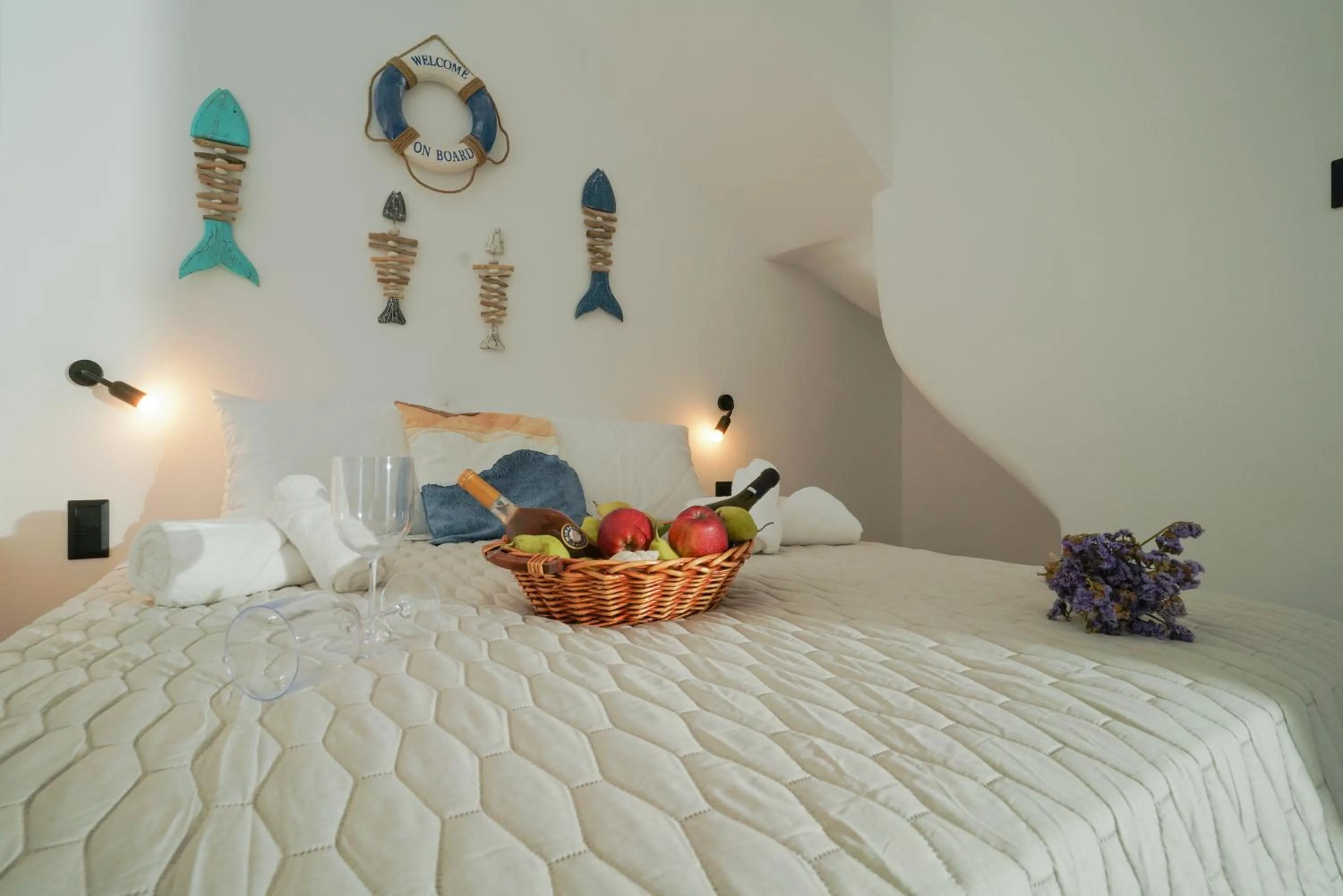 Bed in Seabed Suites Mykonos