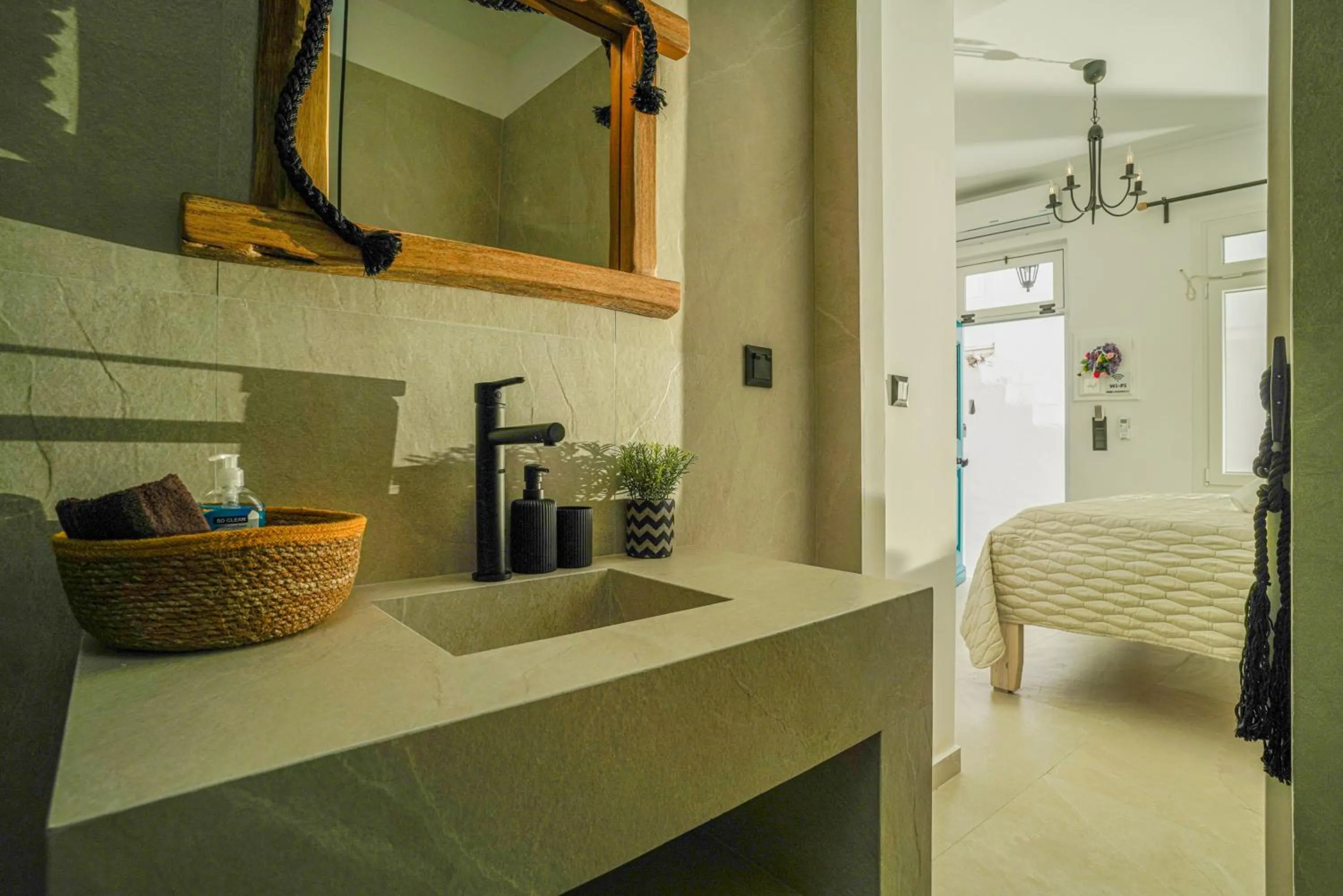 Bed in Seabed Suites Mykonos