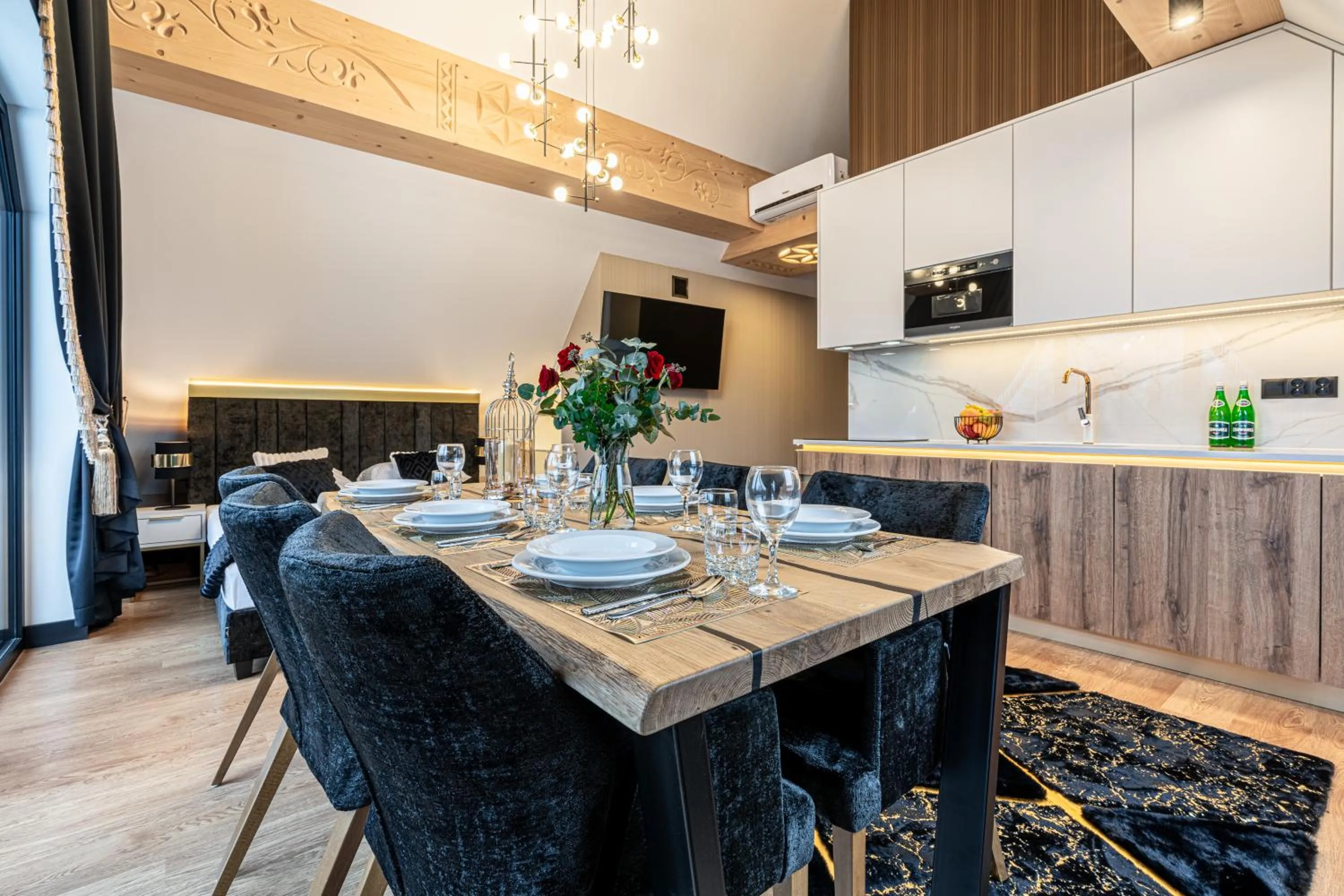 Kitchen or kitchenette in Aparthotel Diamond SPA Aqua