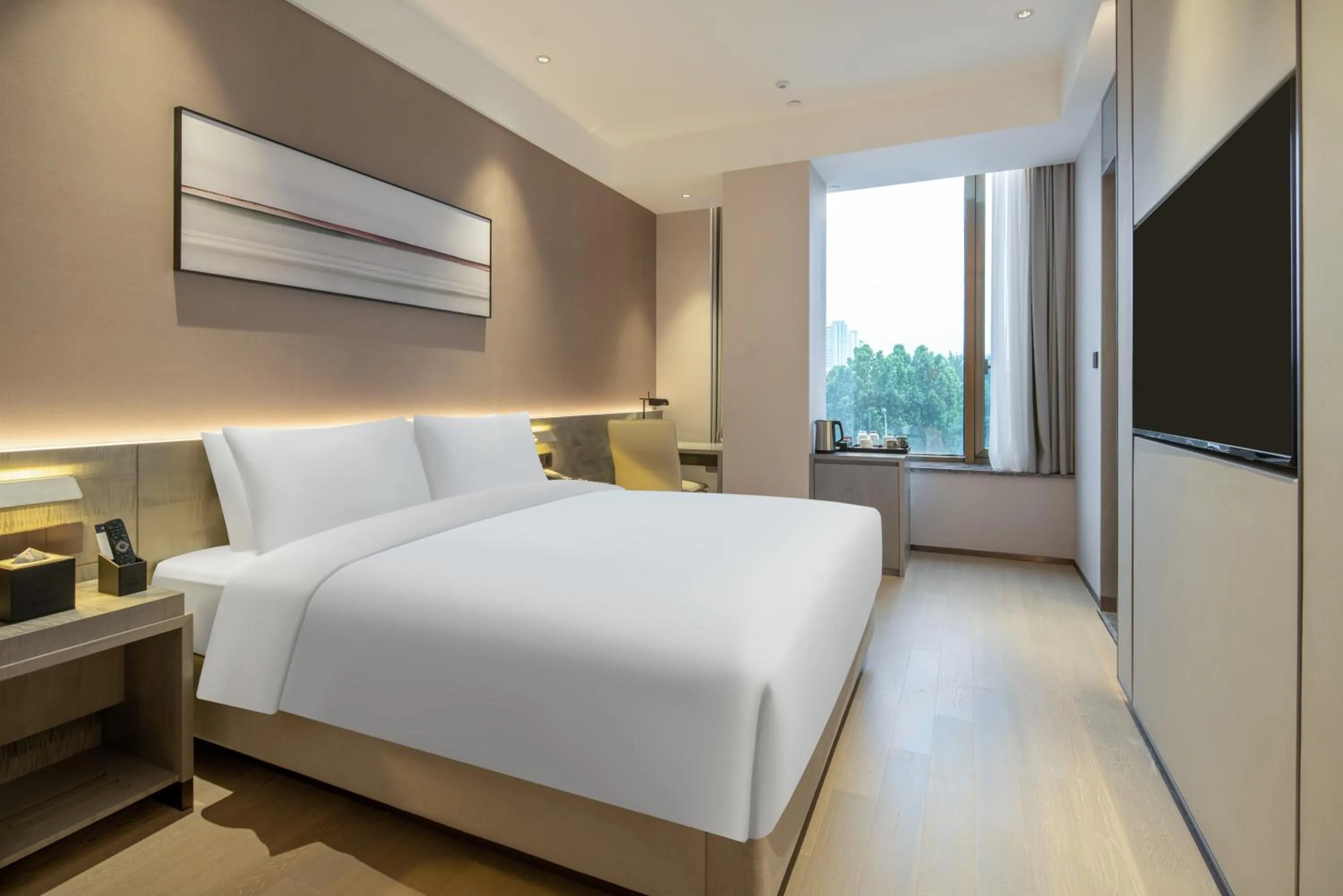 View (from property/room), Bed in Hyatt Place Linyi People Square