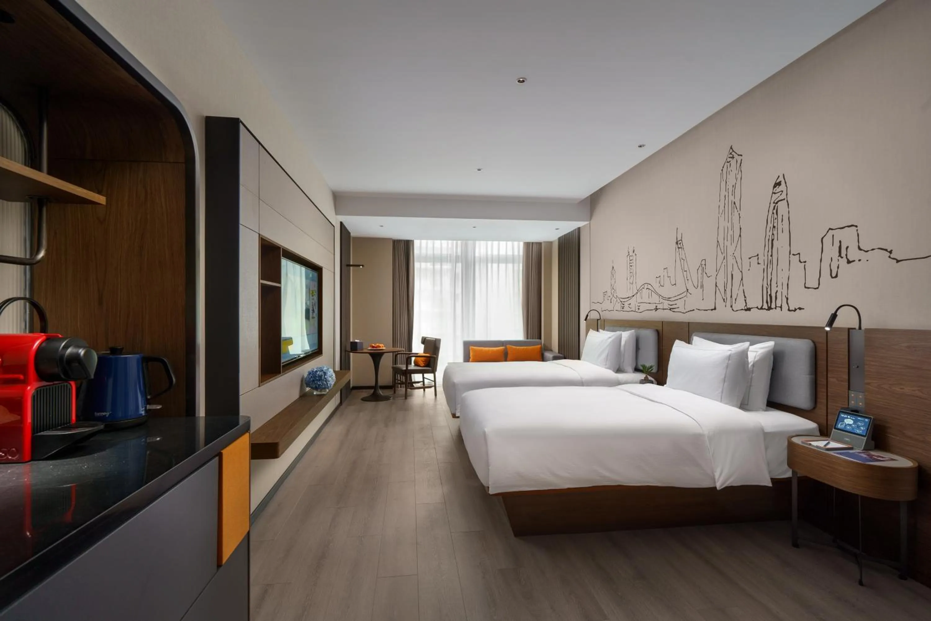 Bed in UrCove by HYATT Futian CBD-毗邻福田站和星河COCO Park 尊享免费迷你吧