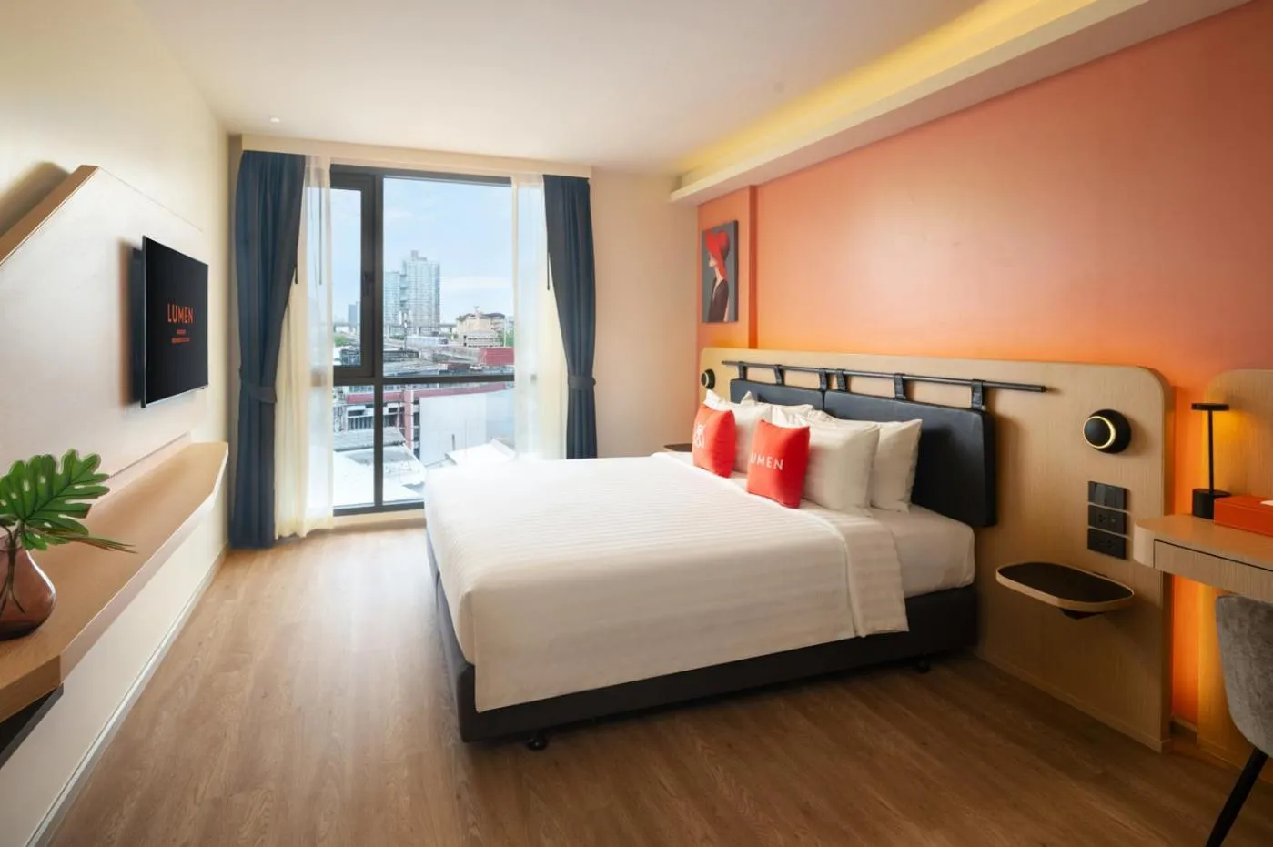 View (from property/room), Bed in Lumen Bangkok Udomsuk Station