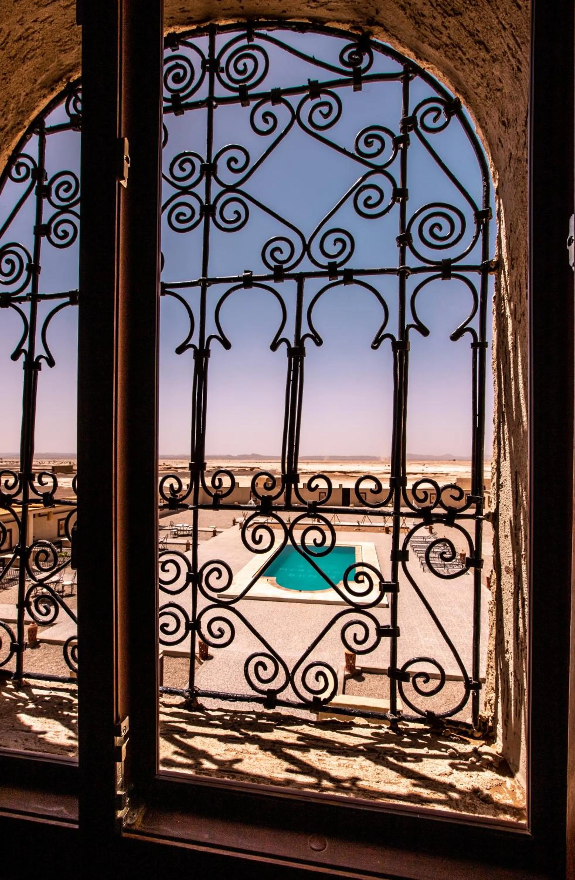 Pool view in Riad Merzouga Dunes