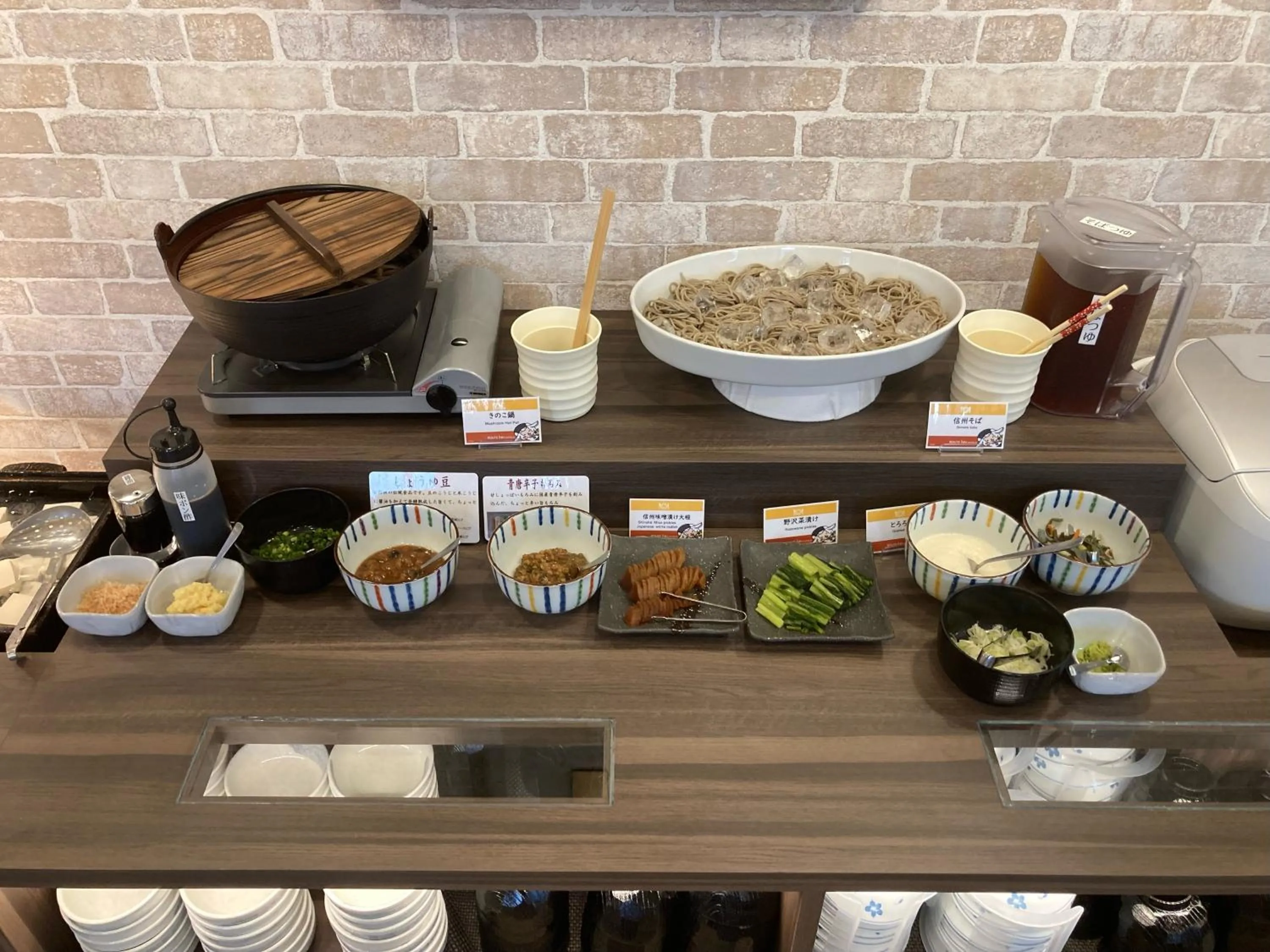 Buffet breakfast in Hotel Route Inn Grand Nakano Obuse