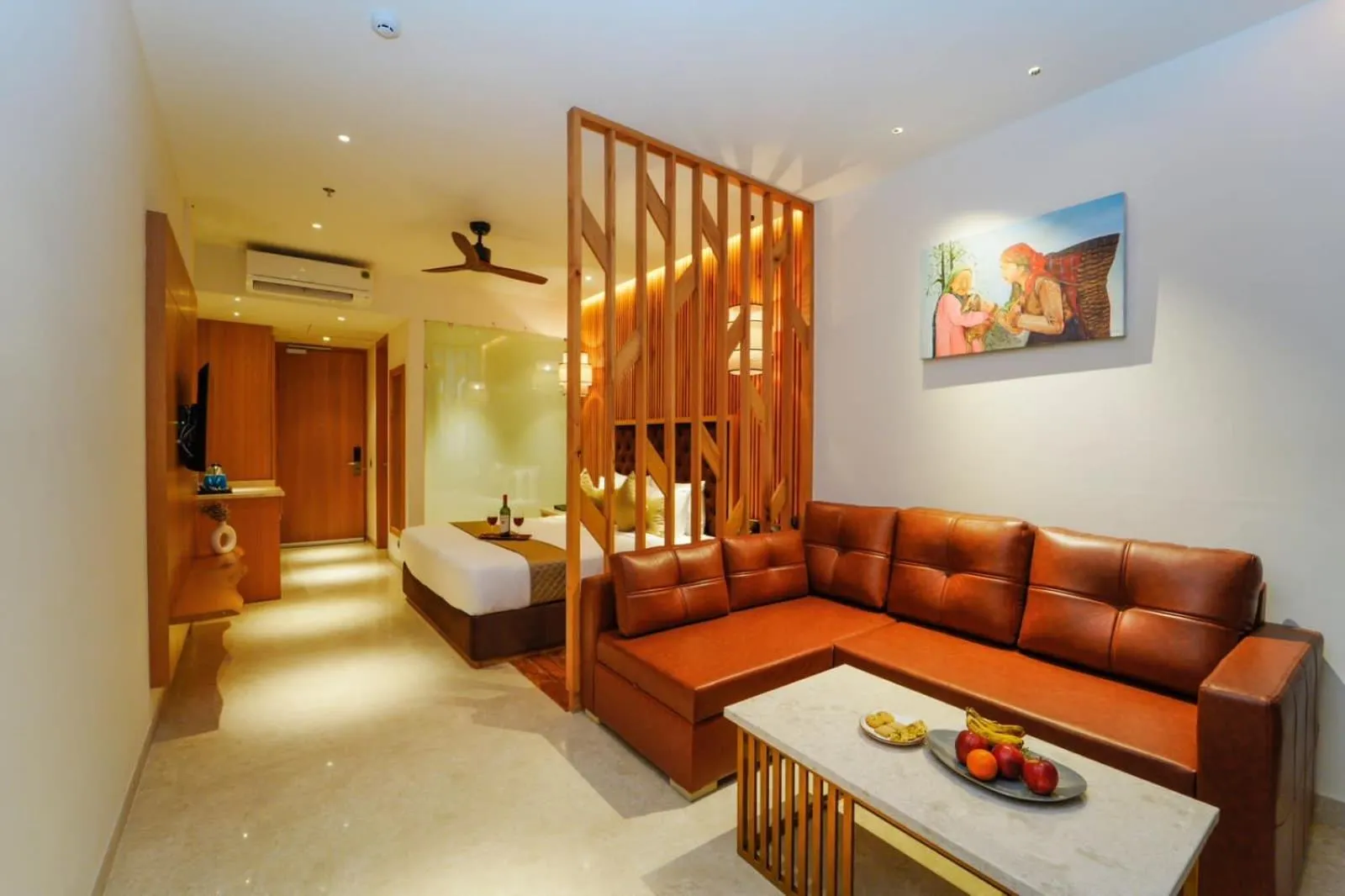 Seating area, Bed in Anantam Resort & Spa