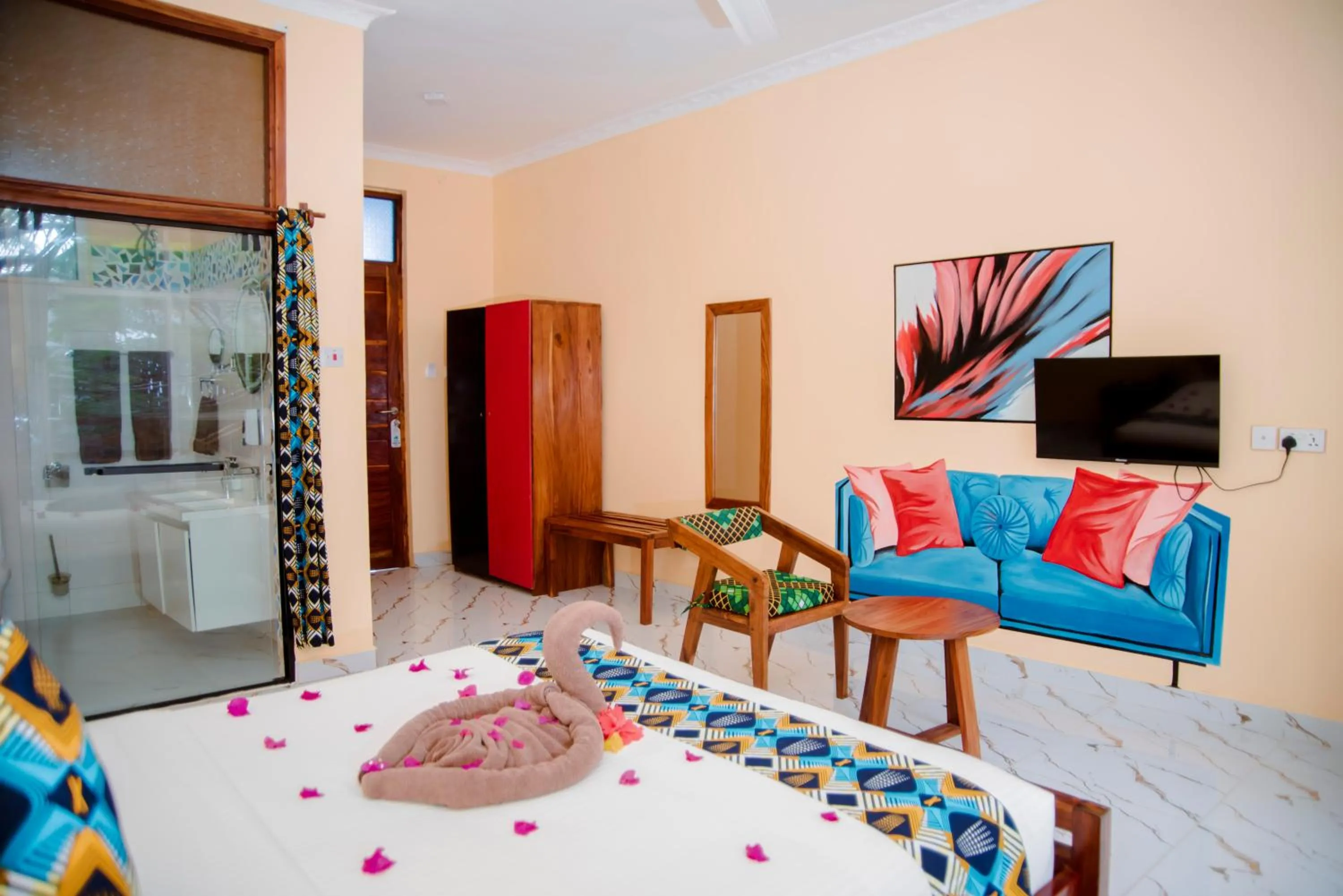 Bed in Double A Nungwi Beach Hotel