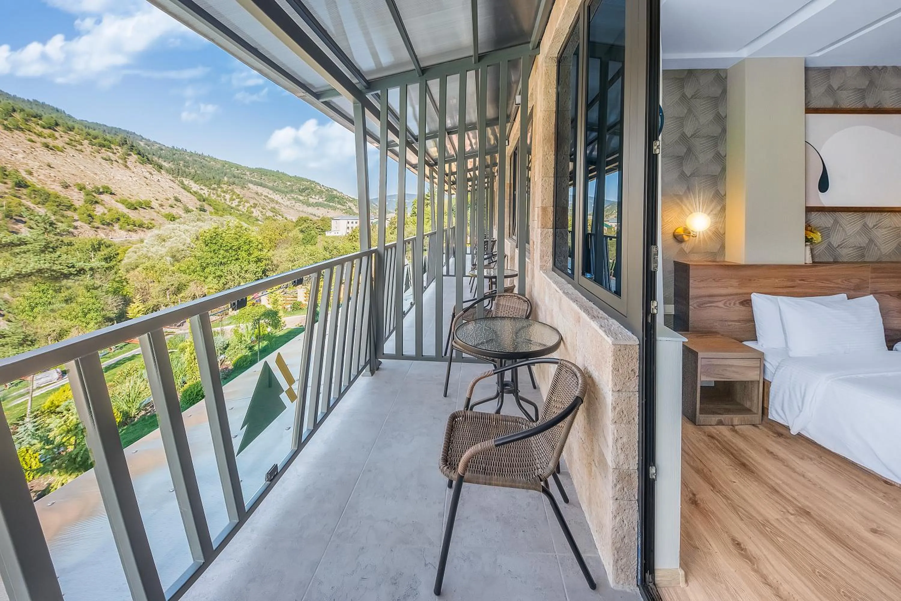 View (from property/room), Bed in Solo Grand Boshuri Hotel Wellness Resort