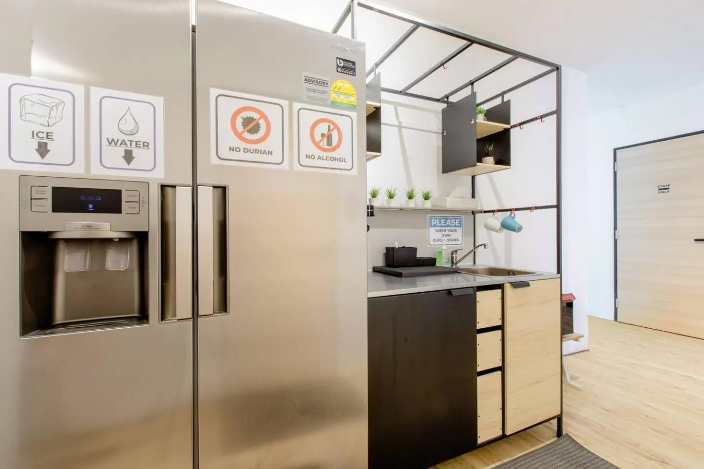 Communal kitchen in RadZone Hostel