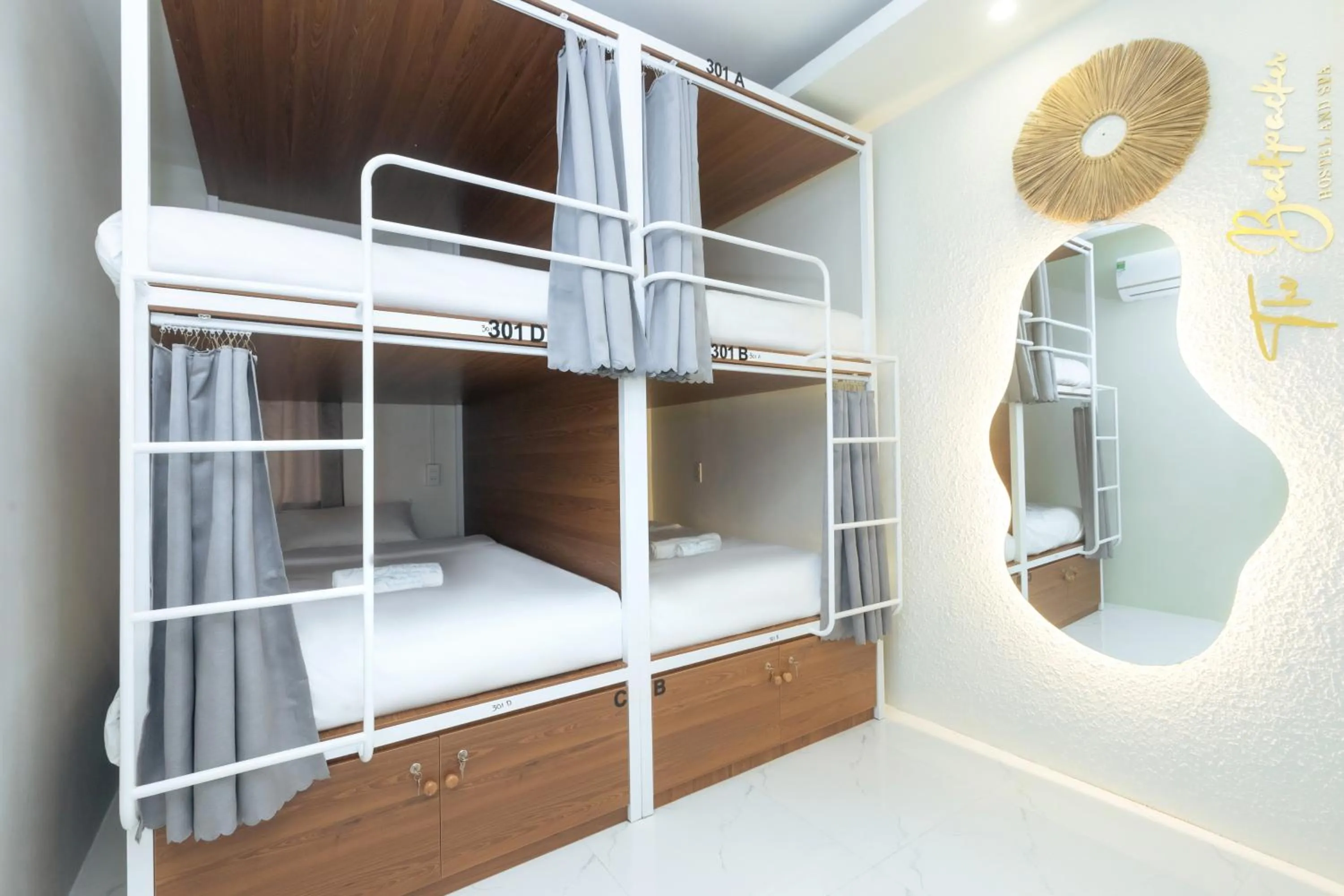 Decorative detail, Bed in The Backpacker Hostel and spa