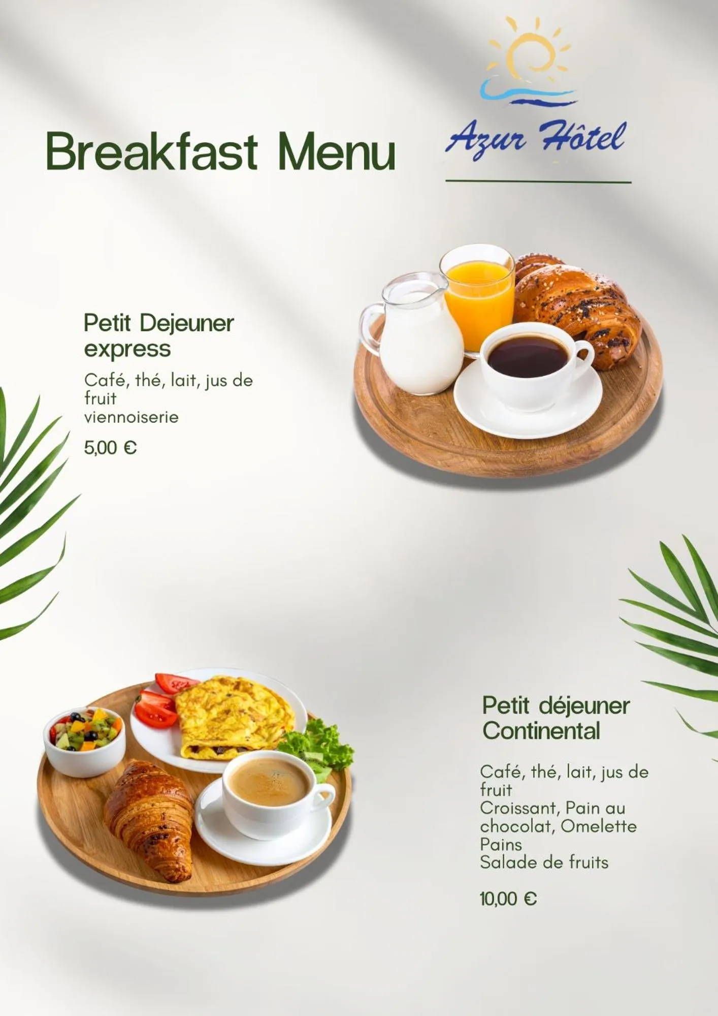 Continental breakfast in AZUR HOTEL