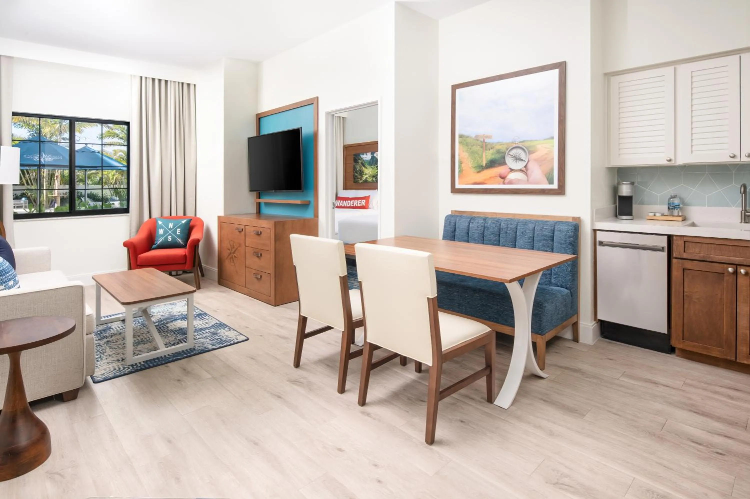 Living room in Compass by Margaritaville Hotel Naples