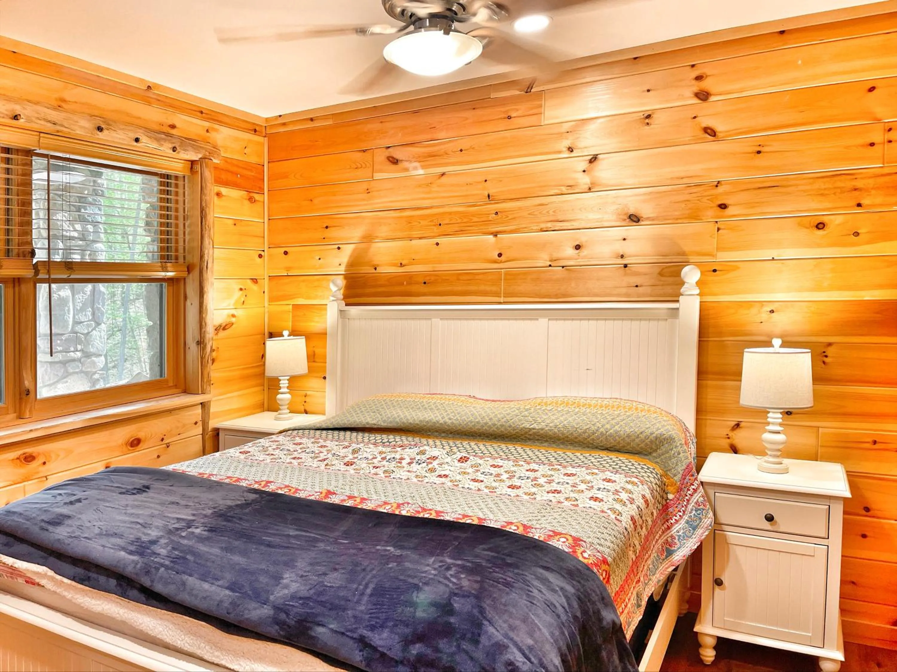 Bed in Adirondack Mountain Cabin with Hot Tub, Near Whiteface, Lake Placid, Fire Pit, Game Rm