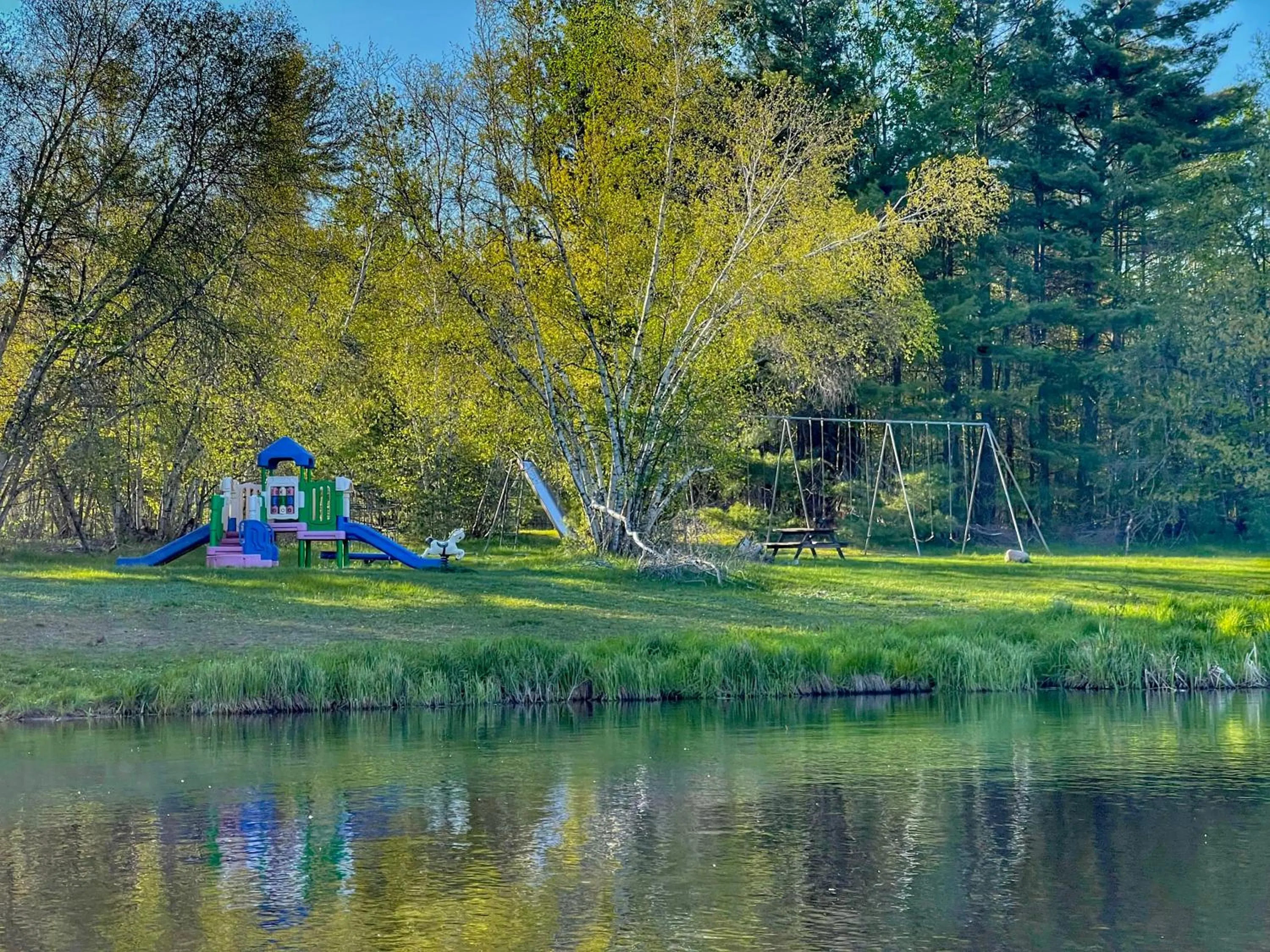 Children play ground in Adirondack Mountain Cabin with Hot Tub, Near Whiteface, Lake Placid, Fire Pit, Game Rm