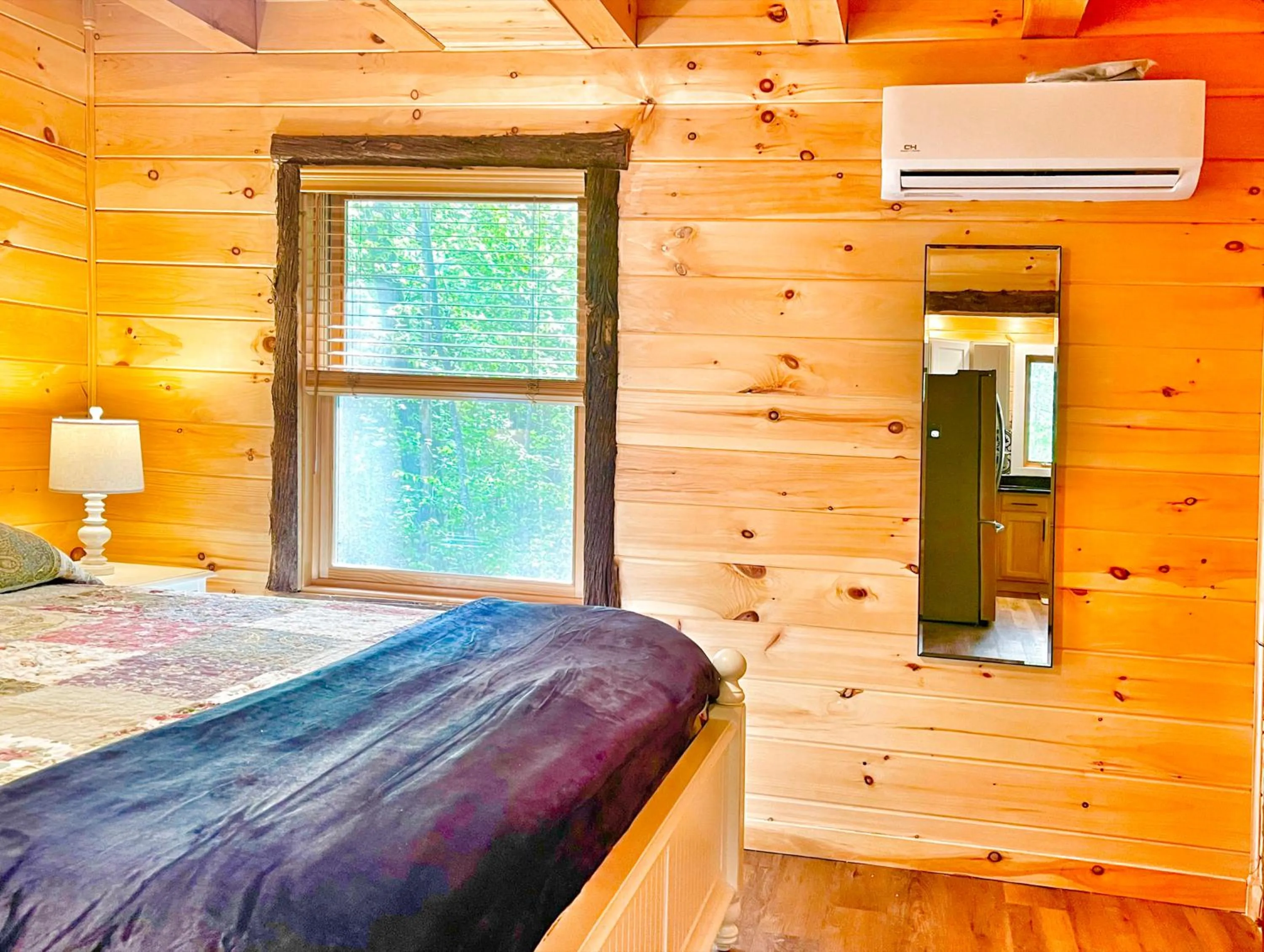 Bed in Adirondack Mountain Cabin with Hot Tub, Near Whiteface, Lake Placid, Fire Pit, Game Rm