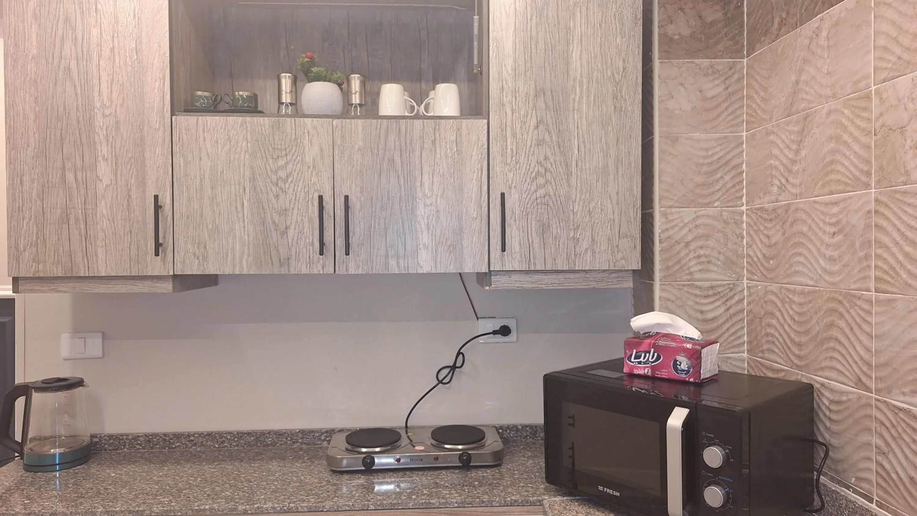 Kitchen or kitchenette in downtown Family Suites