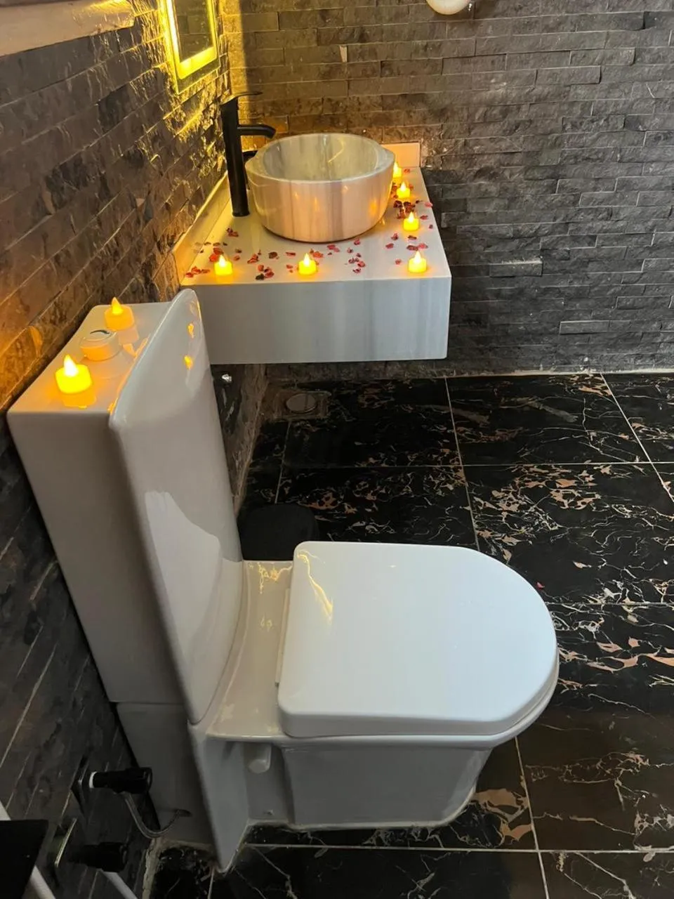 Bathroom in downtown Family Suites