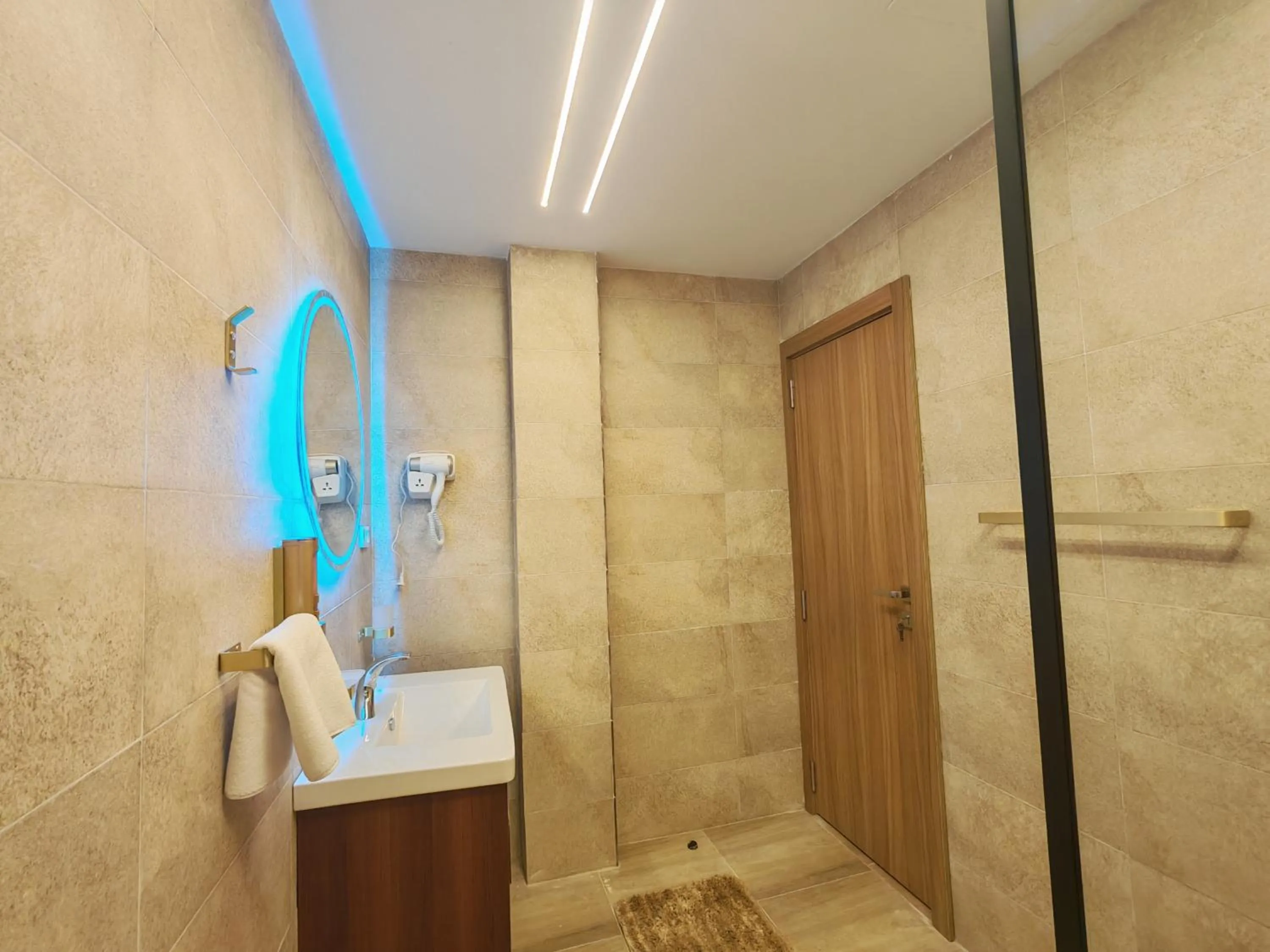 Bathroom in downtown Family Suites