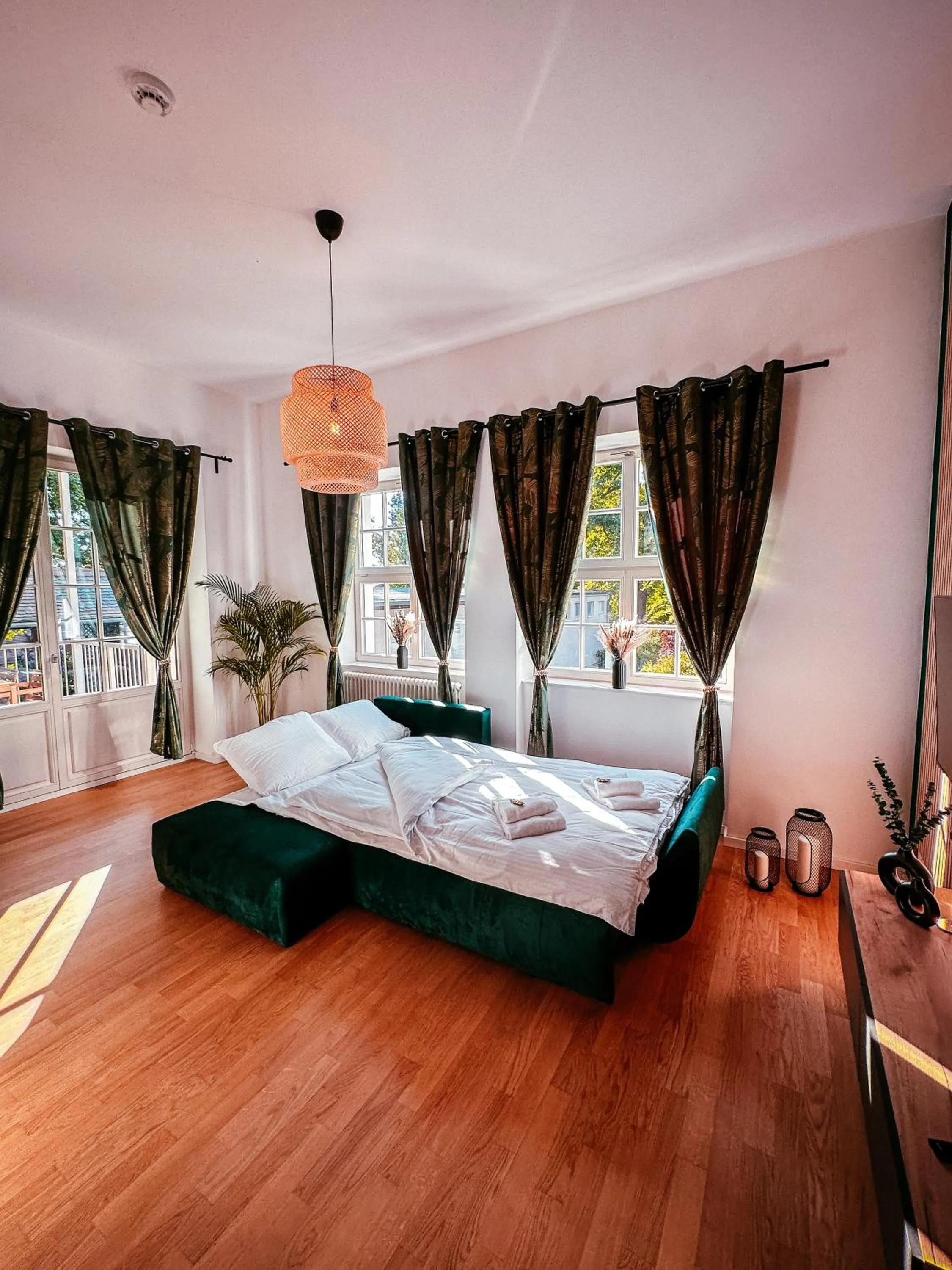 Living room, Bed in Oasis Appart - Wohnen im Königspark - Elbhang Dresden - große Terrasse - Netflix - TG
