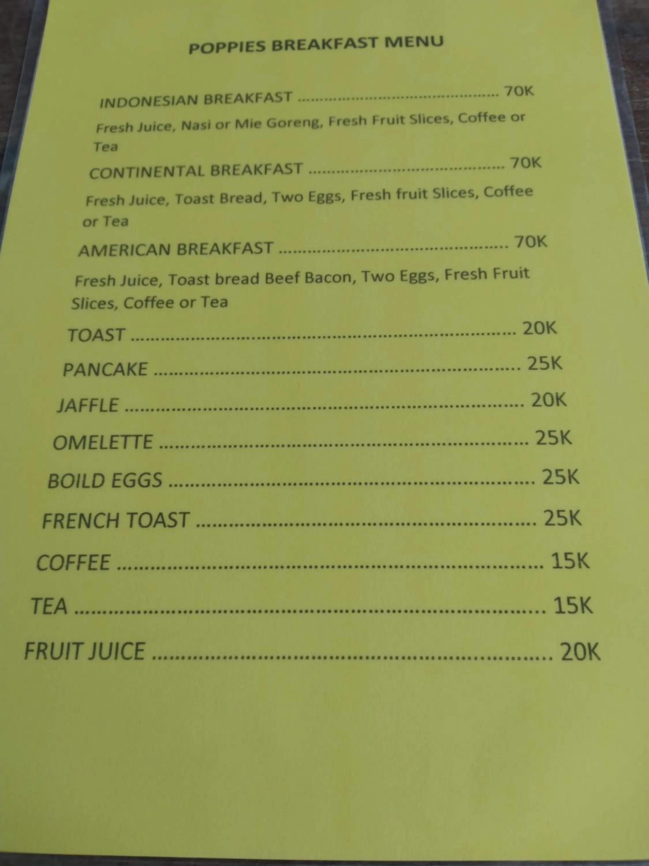 Restaurant/places to eat in Poppies Senggigi Hostel