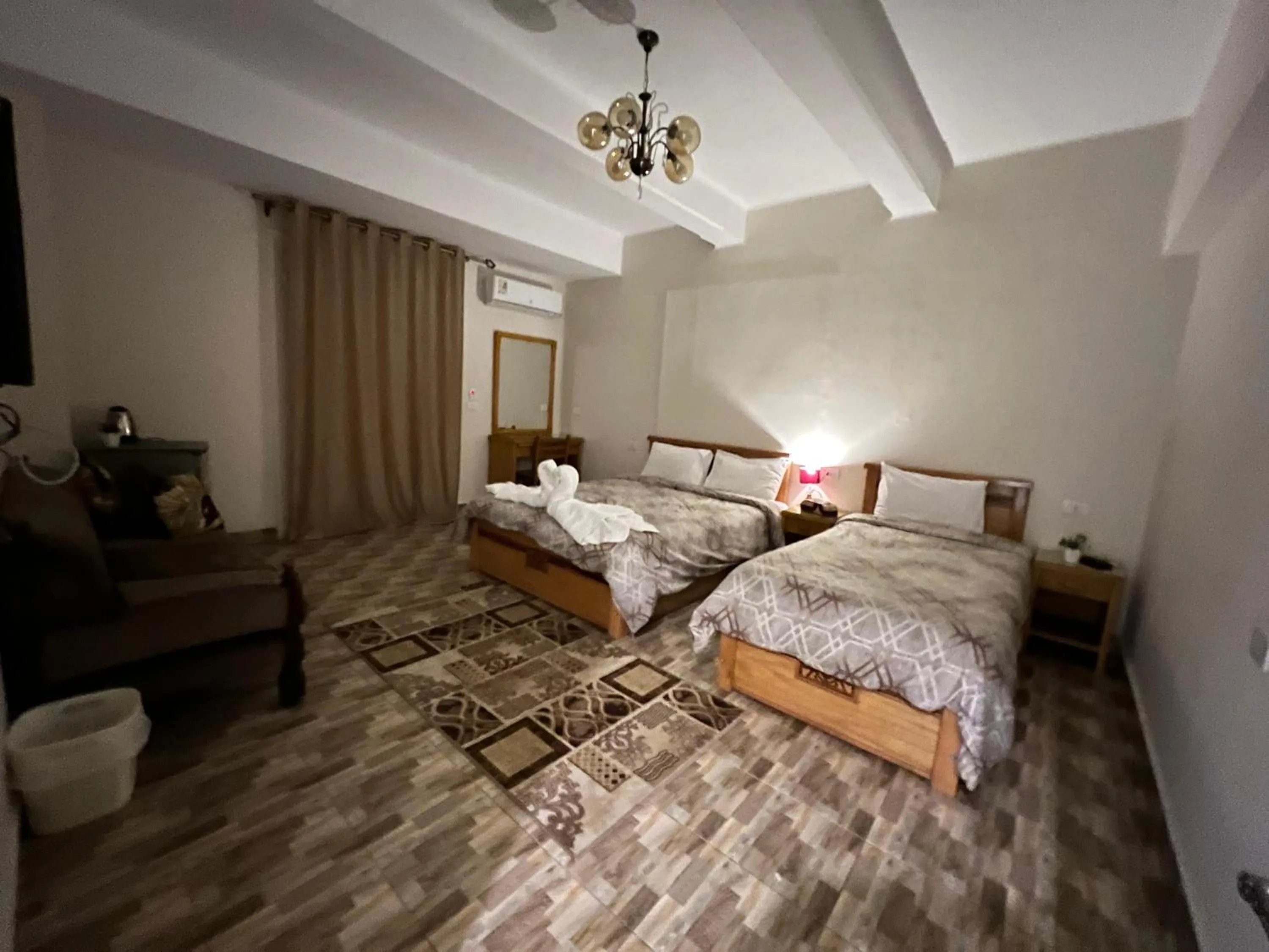 towels, Bed in Central Cairo Hotel