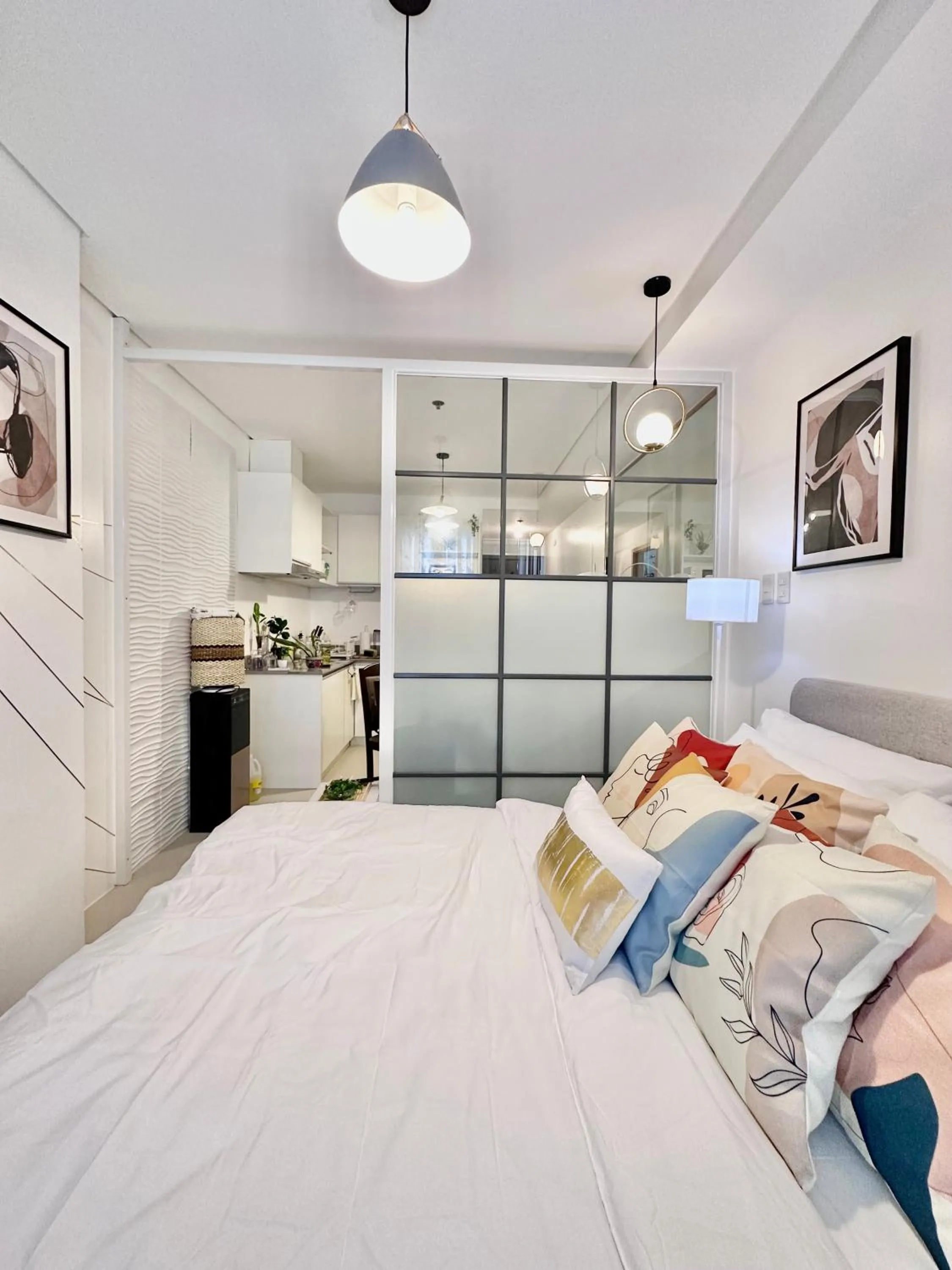 Bed in Scandinavian 1 BR beside SM CDO w POOL and Netflix