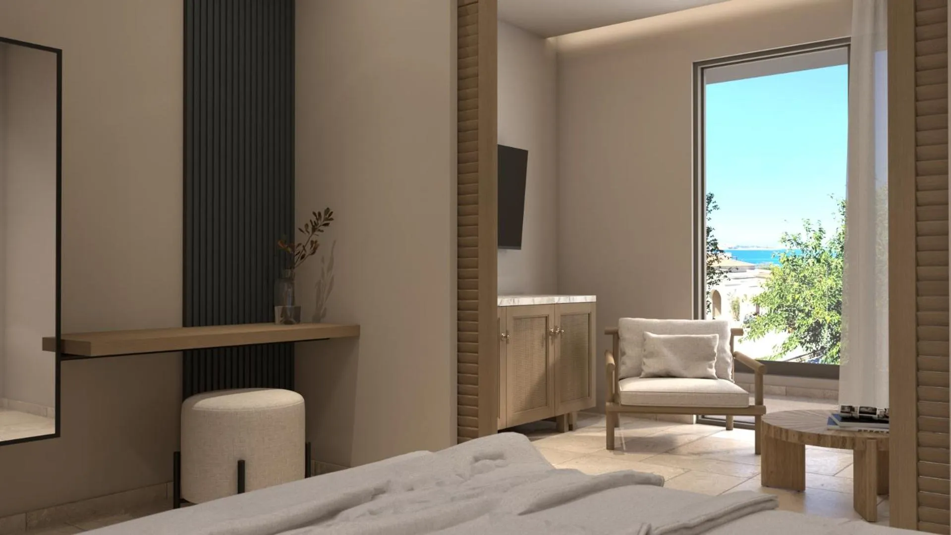 Sea view, Bed in Atlantica Callisto