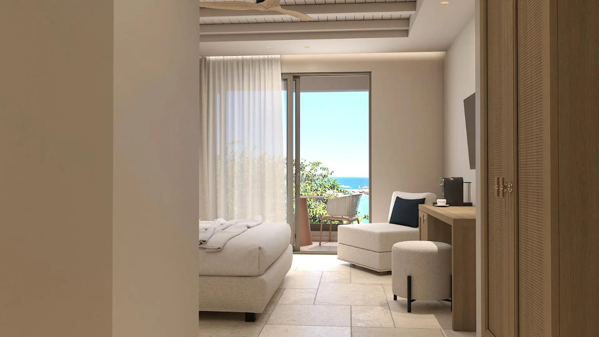 View (from property/room), Bed in Atlantica Callisto