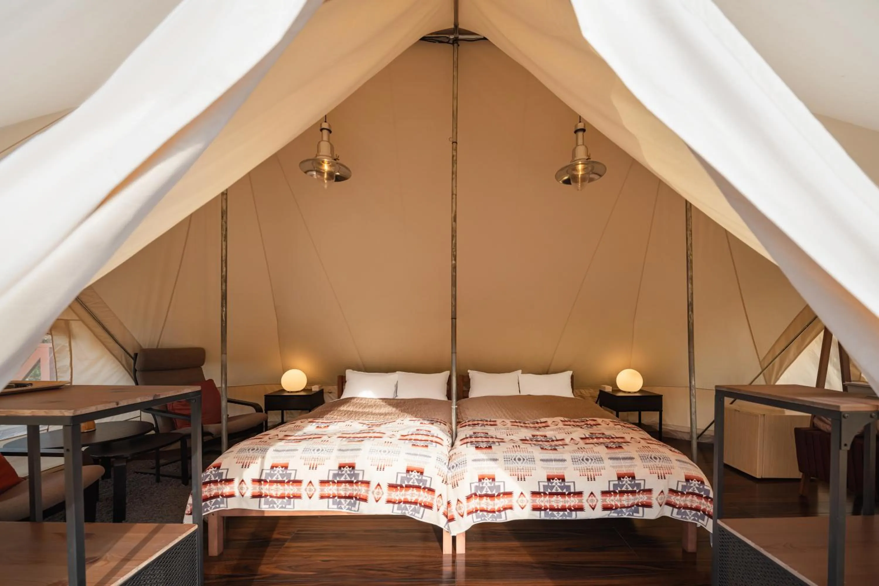 Bed in THE FARM Resort Japan