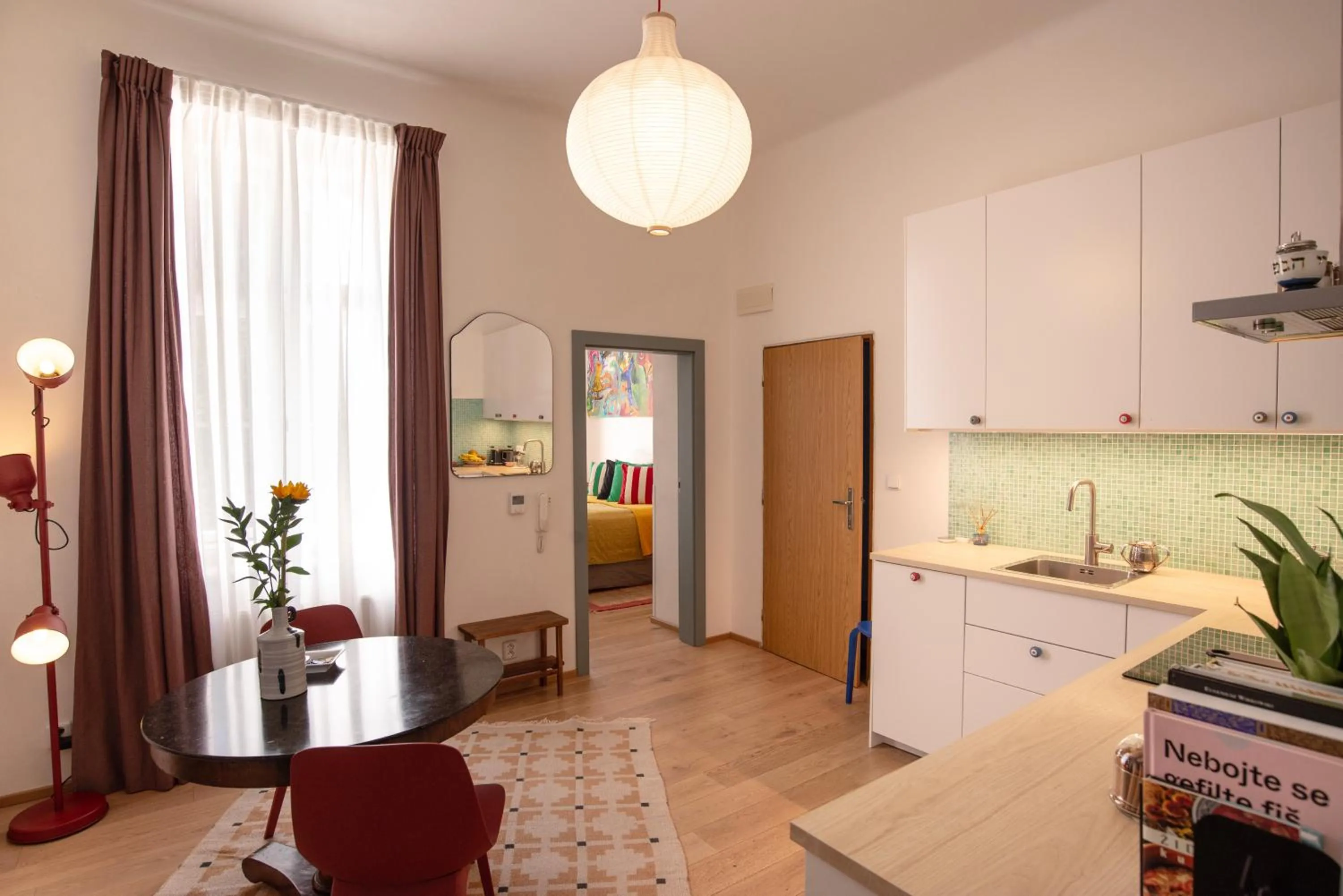 Dining area in Green balcony & king size bed