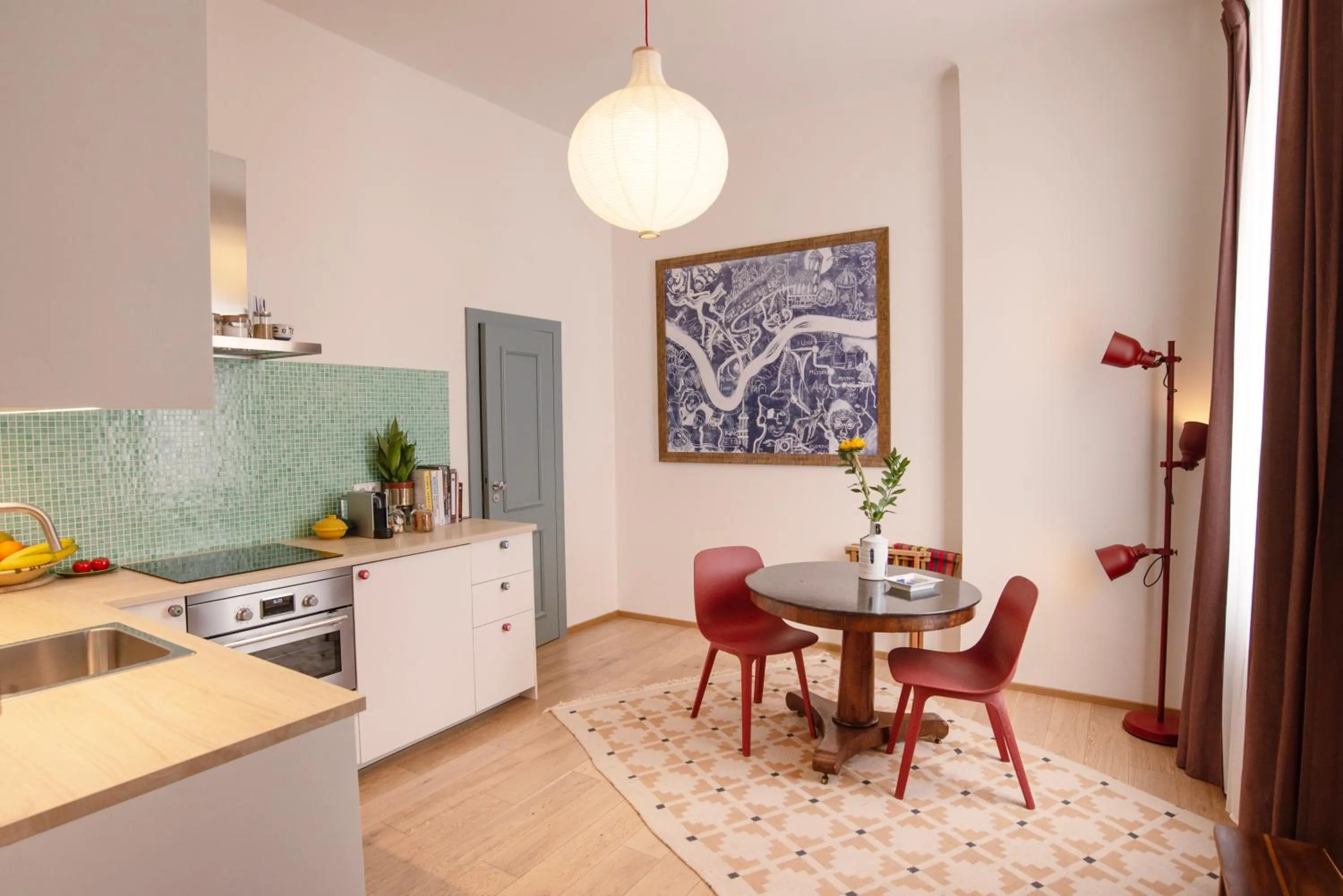 kitchen in Green balcony & king size bed