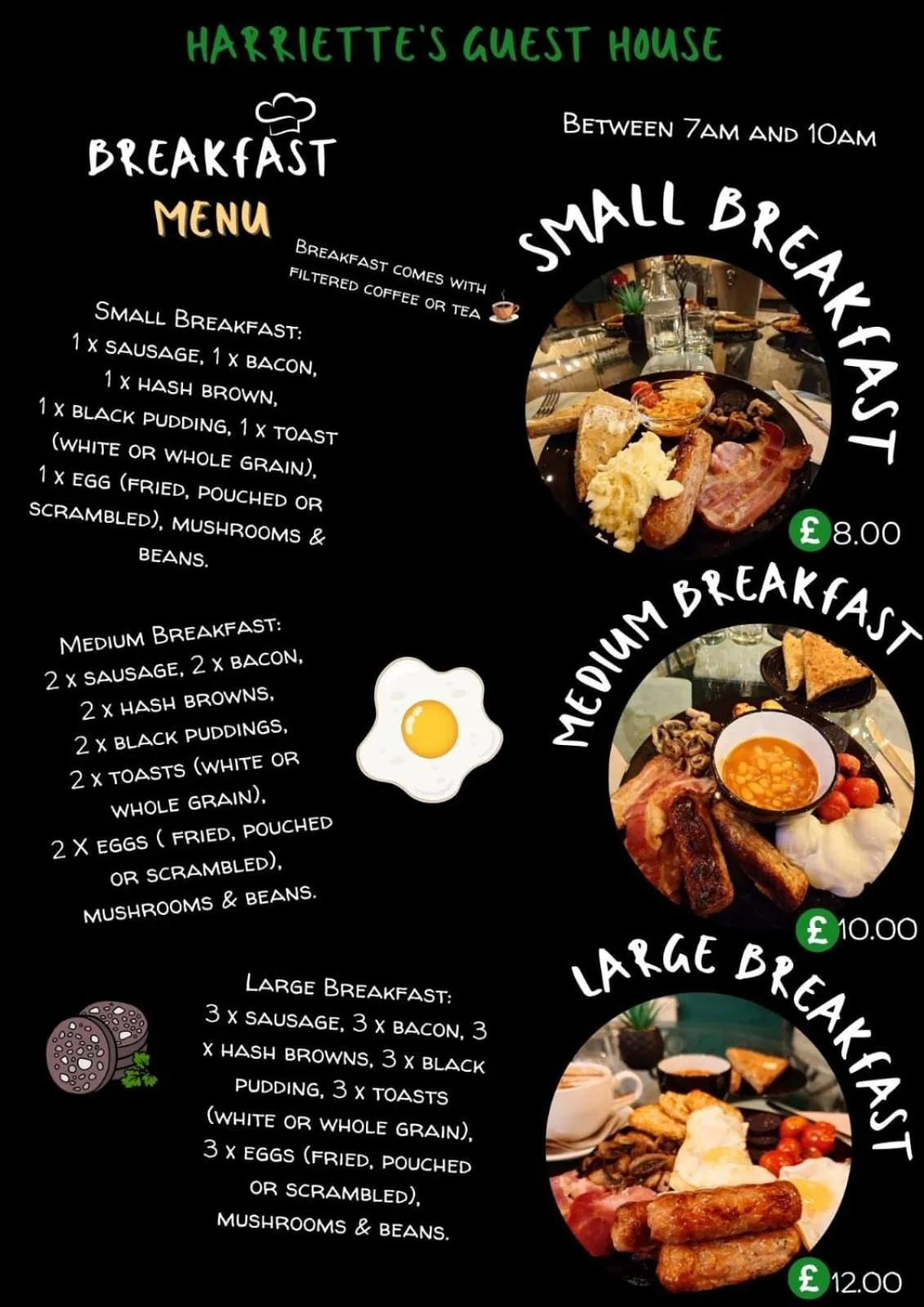 Food and drinks in Harriette's Guest House