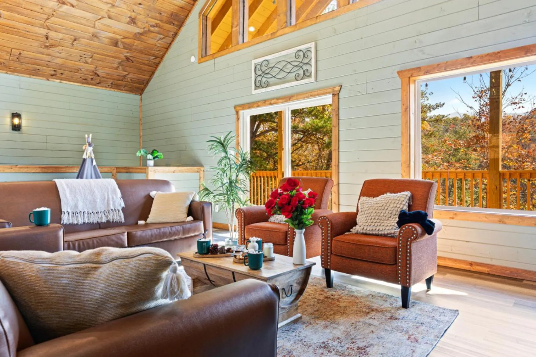 Living room in Luxe Mountain Pool Escape by Ghosal Luxury Lodging