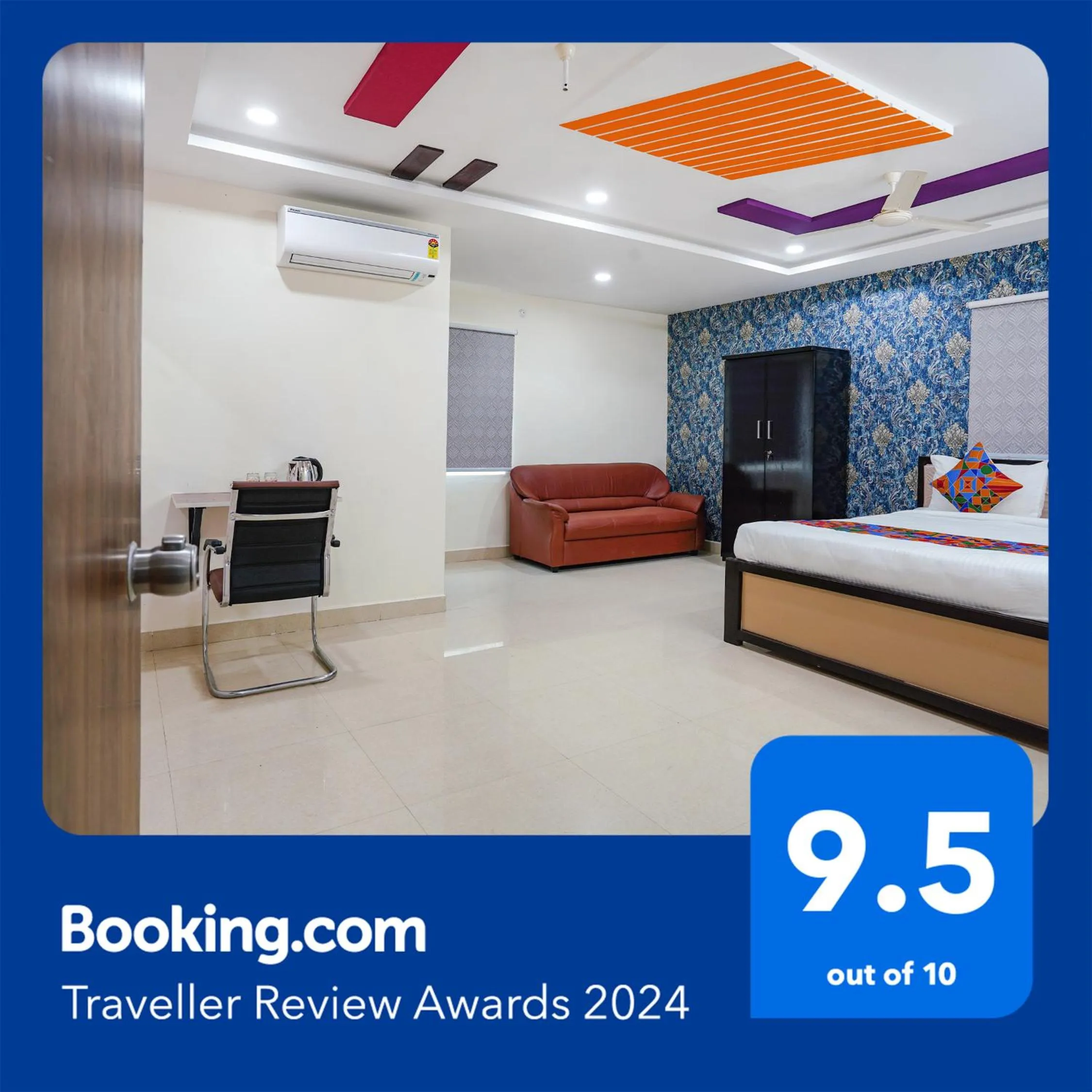 Bed in FabHotel Sri Karthikeya Grand - Nr Nexus Mall, Kukatpally