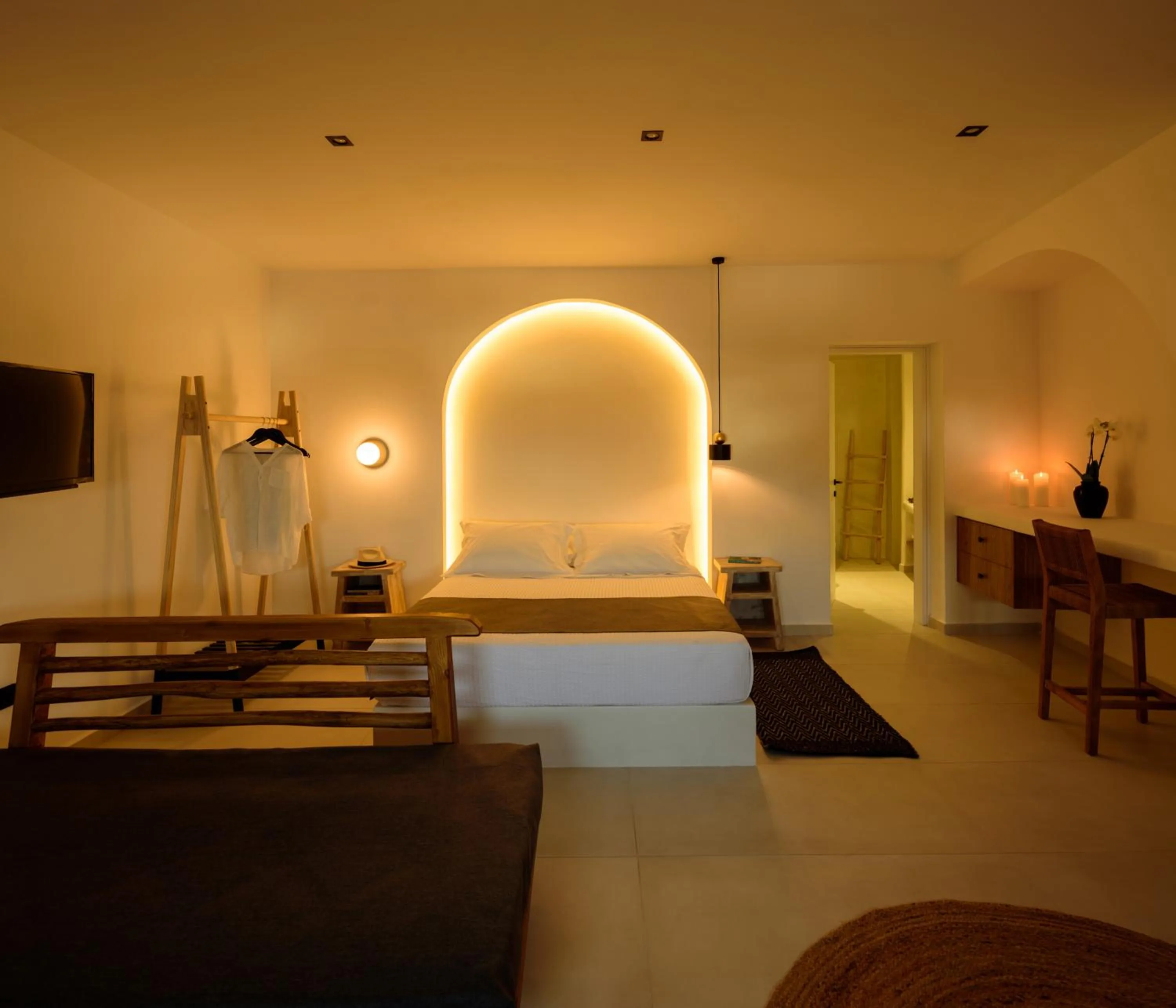 Bed in Ryolithos Suites