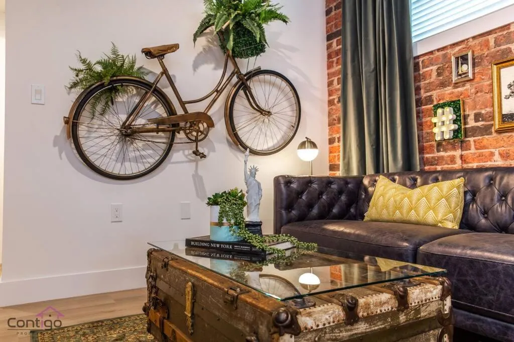 Living room in Luxe New York Style Bsmt Suite, Near DT & WEM, King Bed, WiFi