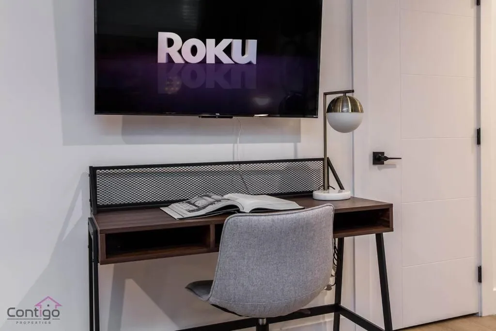 TV and multimedia in Luxe New York Style Bsmt Suite, Near DT & WEM, King Bed, WiFi