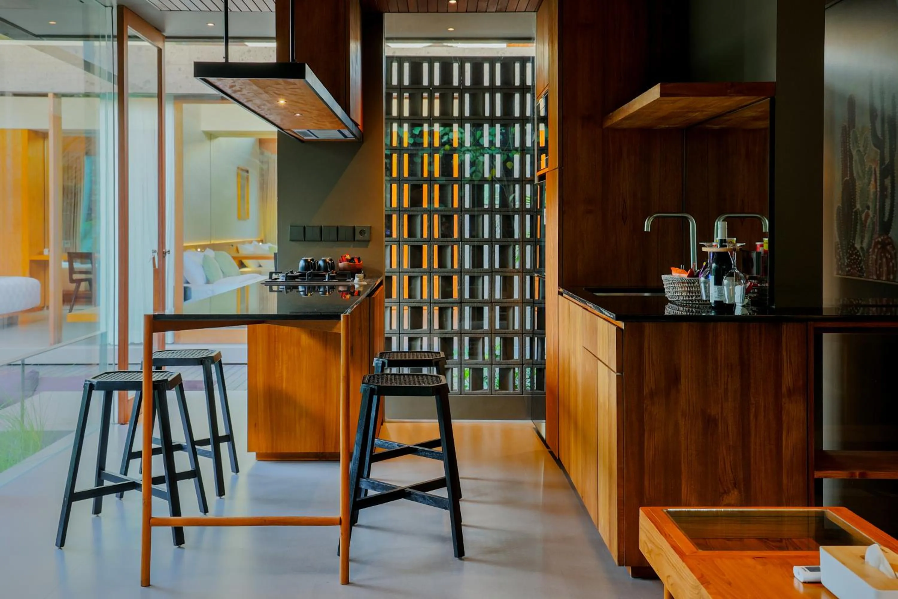 Kitchen or kitchenette in Domisili Villas Canggu Bali by Fays Hospitality