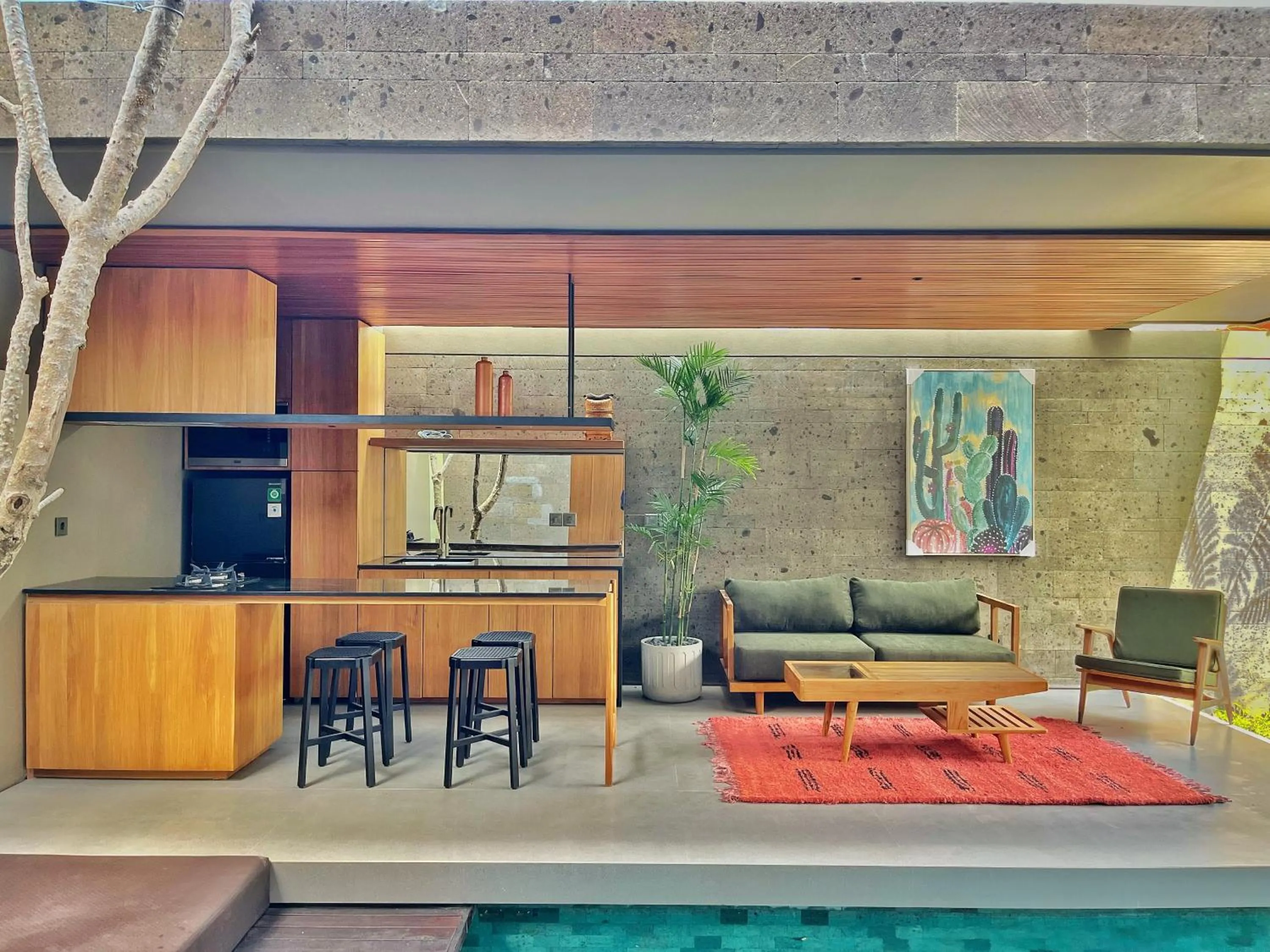 Kitchen or kitchenette in Domisili Villas Canggu Bali by Fays Hospitality