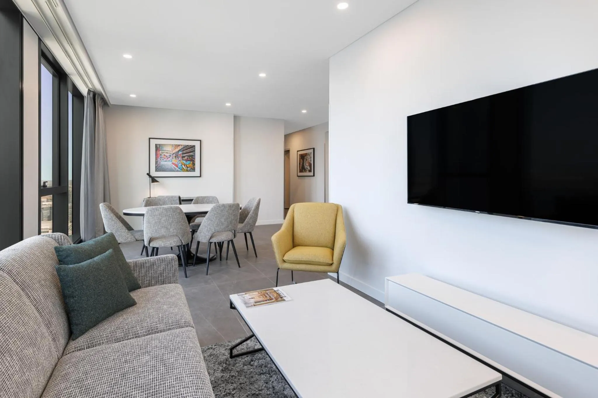 Seating area in Meriton Suites Melbourne
