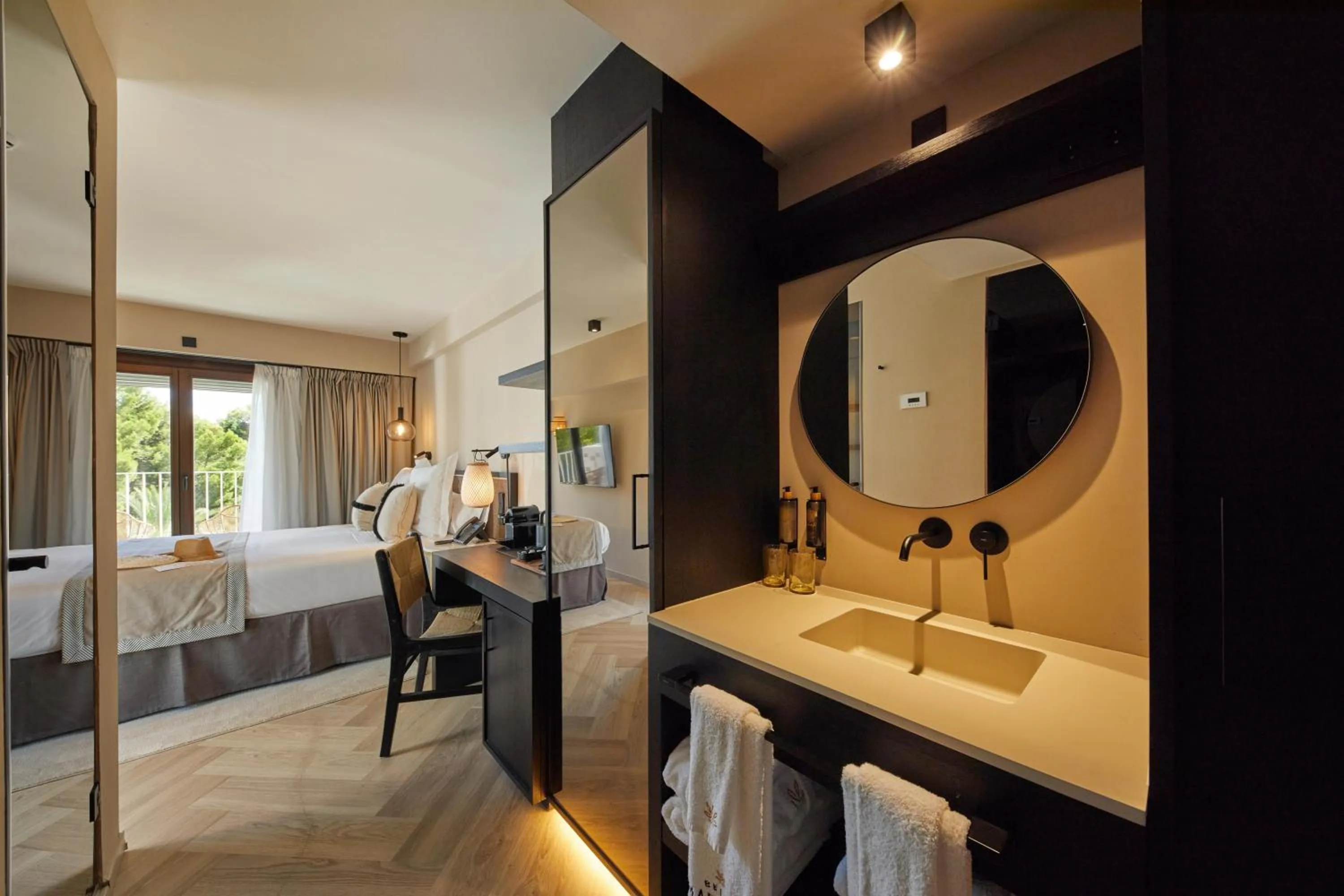 Bathroom, Bed in Belle Marivent Mediterranean Petit Hotel