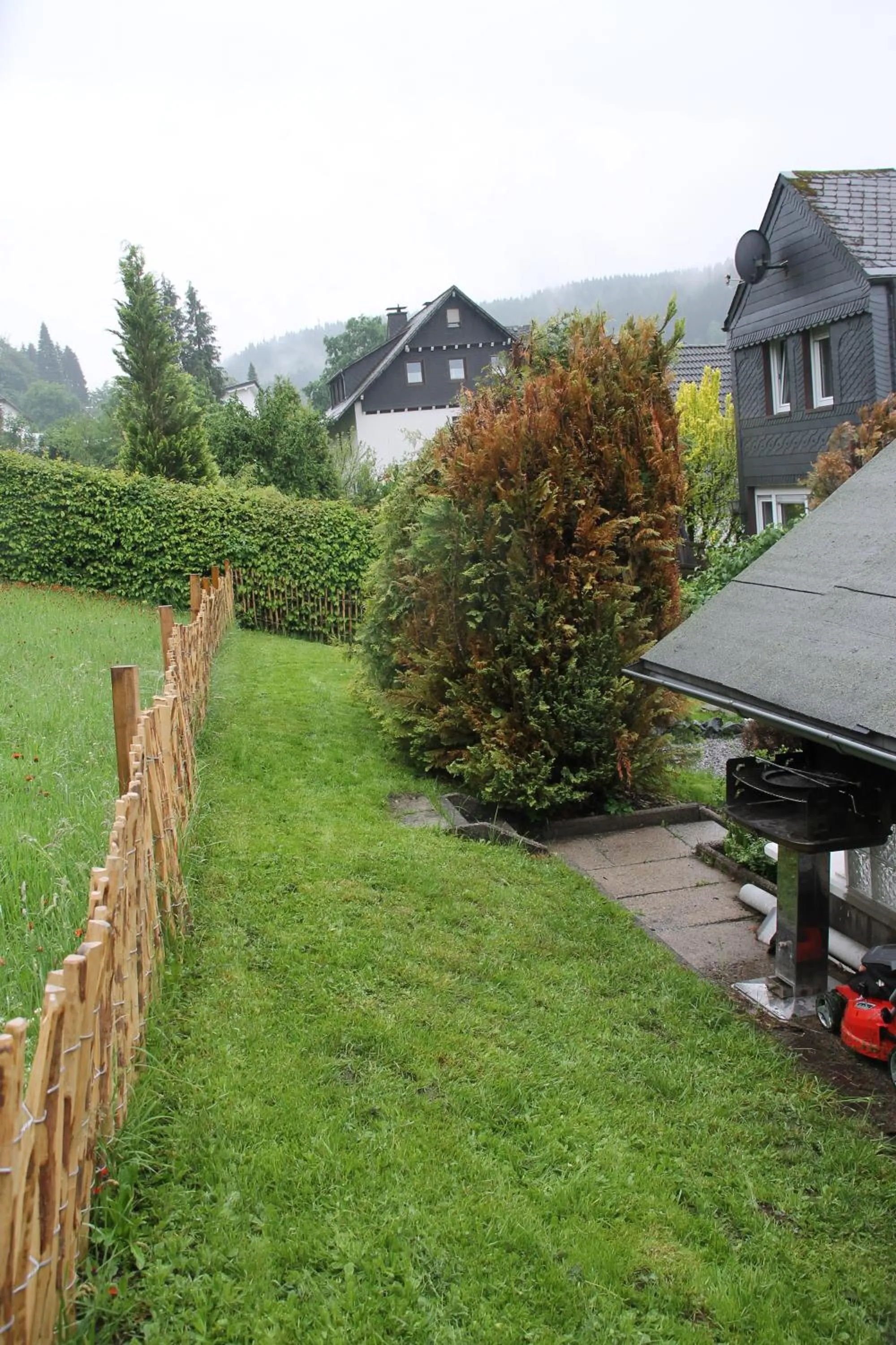Garden view in Ferienhaus Winterberg für 12 Personen Sauna Garten Garage Hund