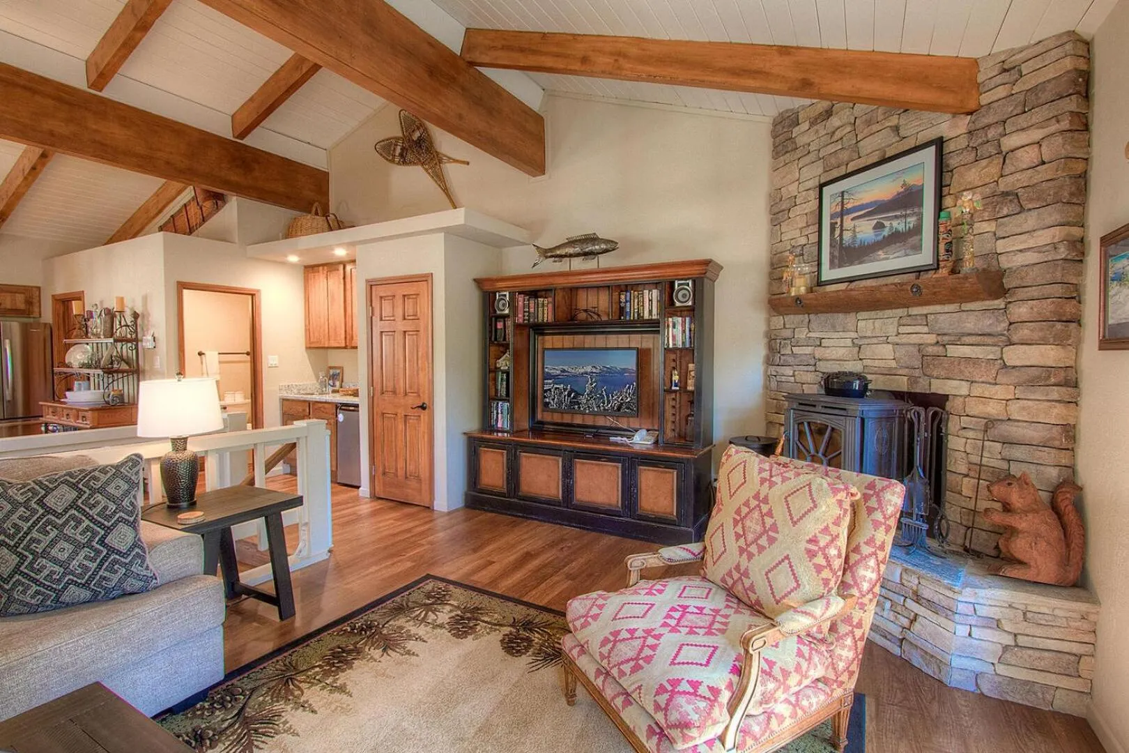 Living room in Cozy Bear Lodge home