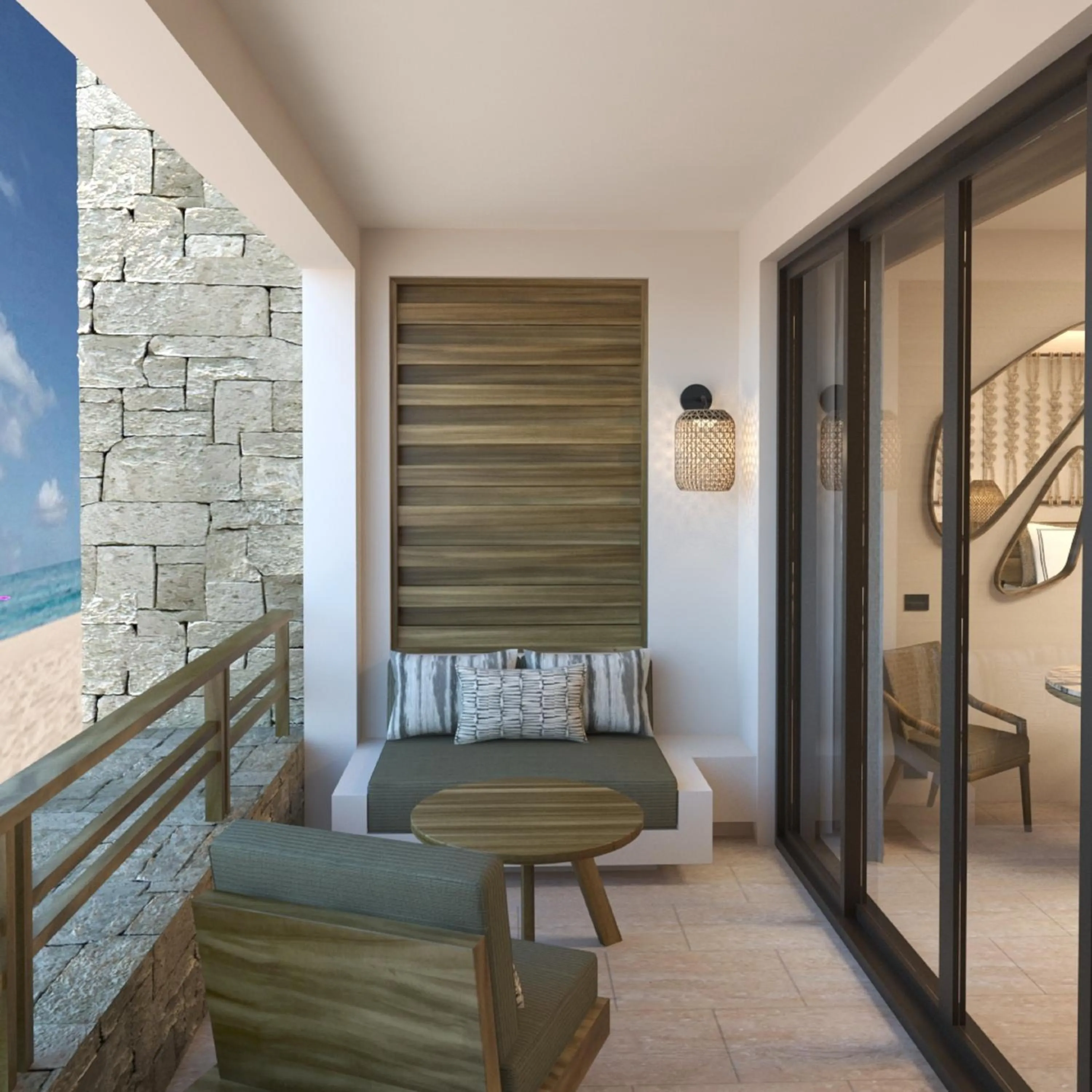 Balcony/Terrace, Bed in Secrets Playa Blanca Costa Mujeres - All Inclusive Adults Only